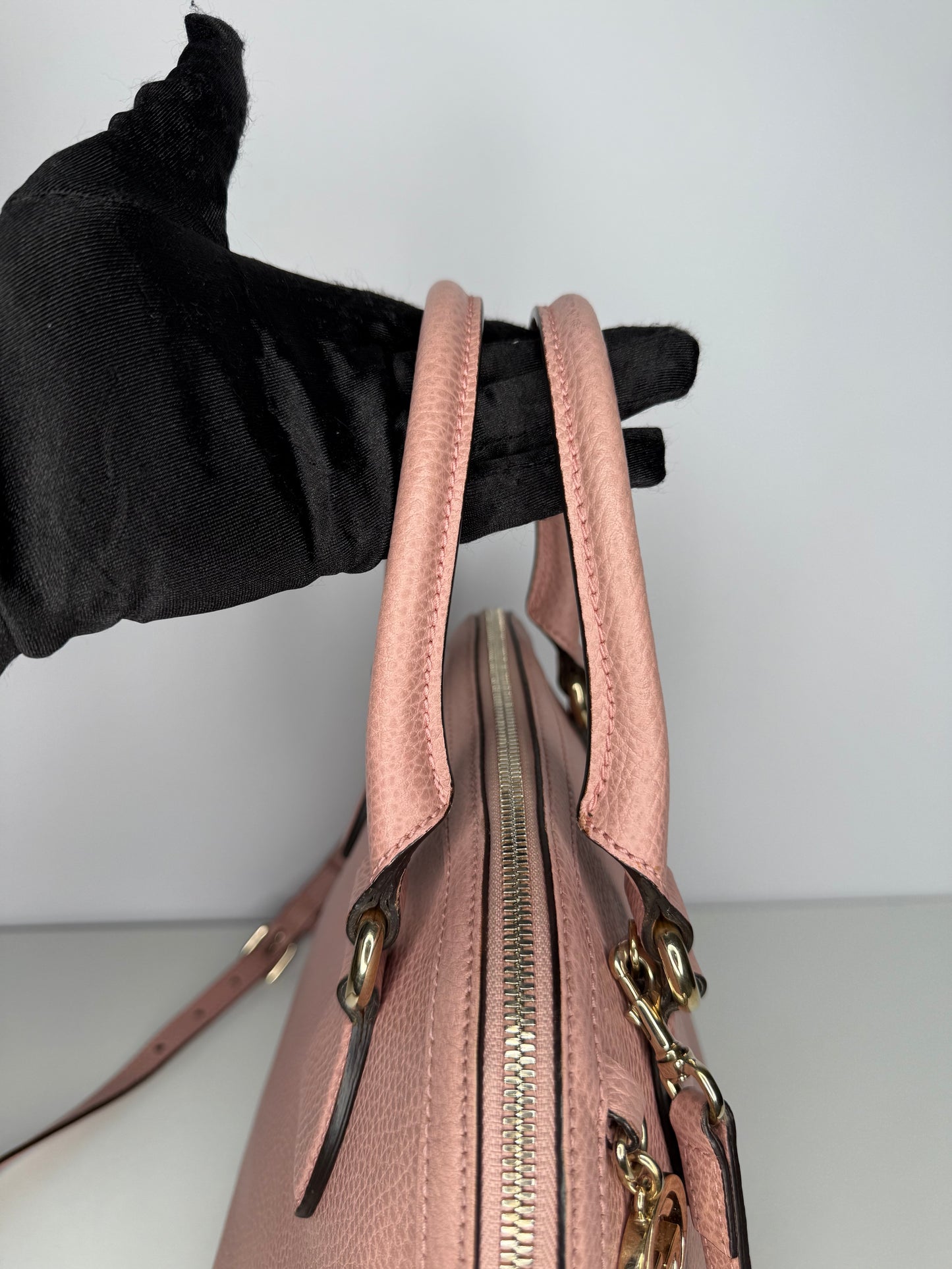 Gucci Dollar Calfskin Small GG Charm Dome Bag Baby Pink