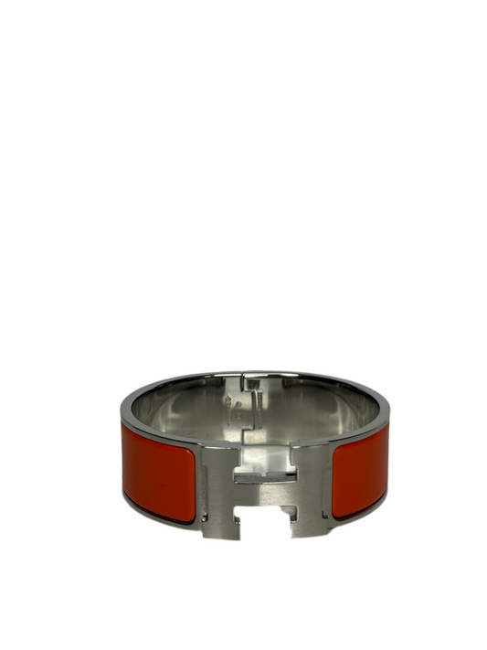 Hermès Orange Clic Clac H Wide Bracelet