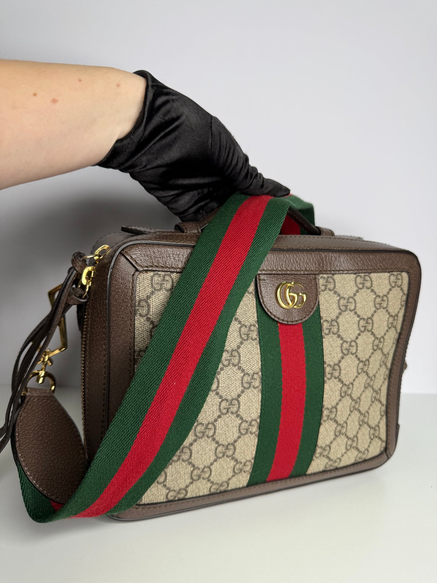 Gucci Ophidia GG Supreme Canvas and Leather Top Handle Bag