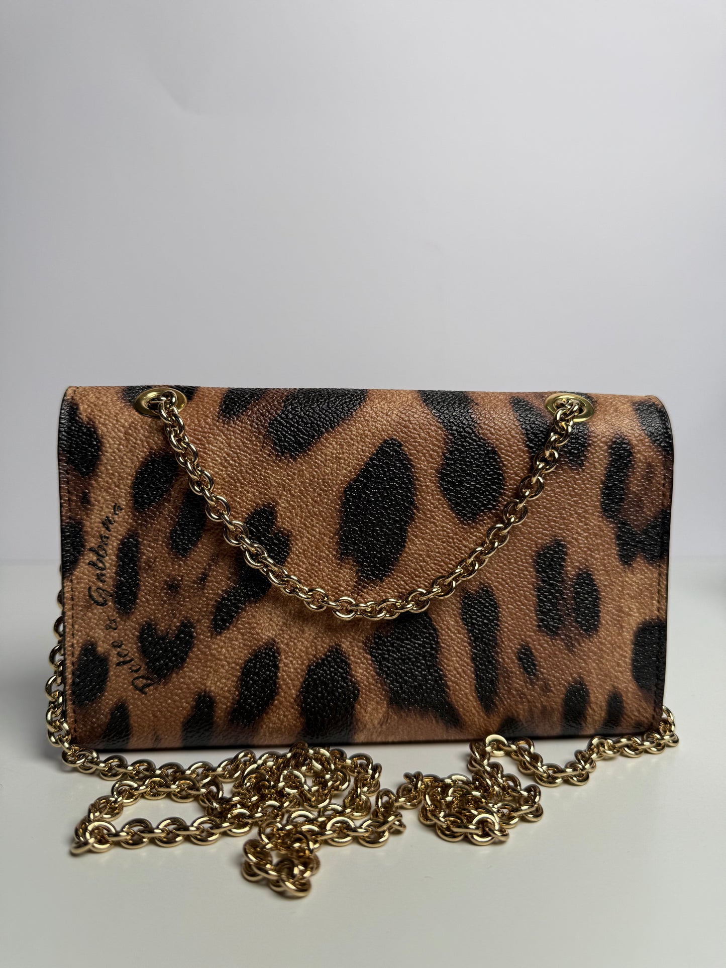 Dolce Gabbana Dauphine Leopard Print Wallet On Chain