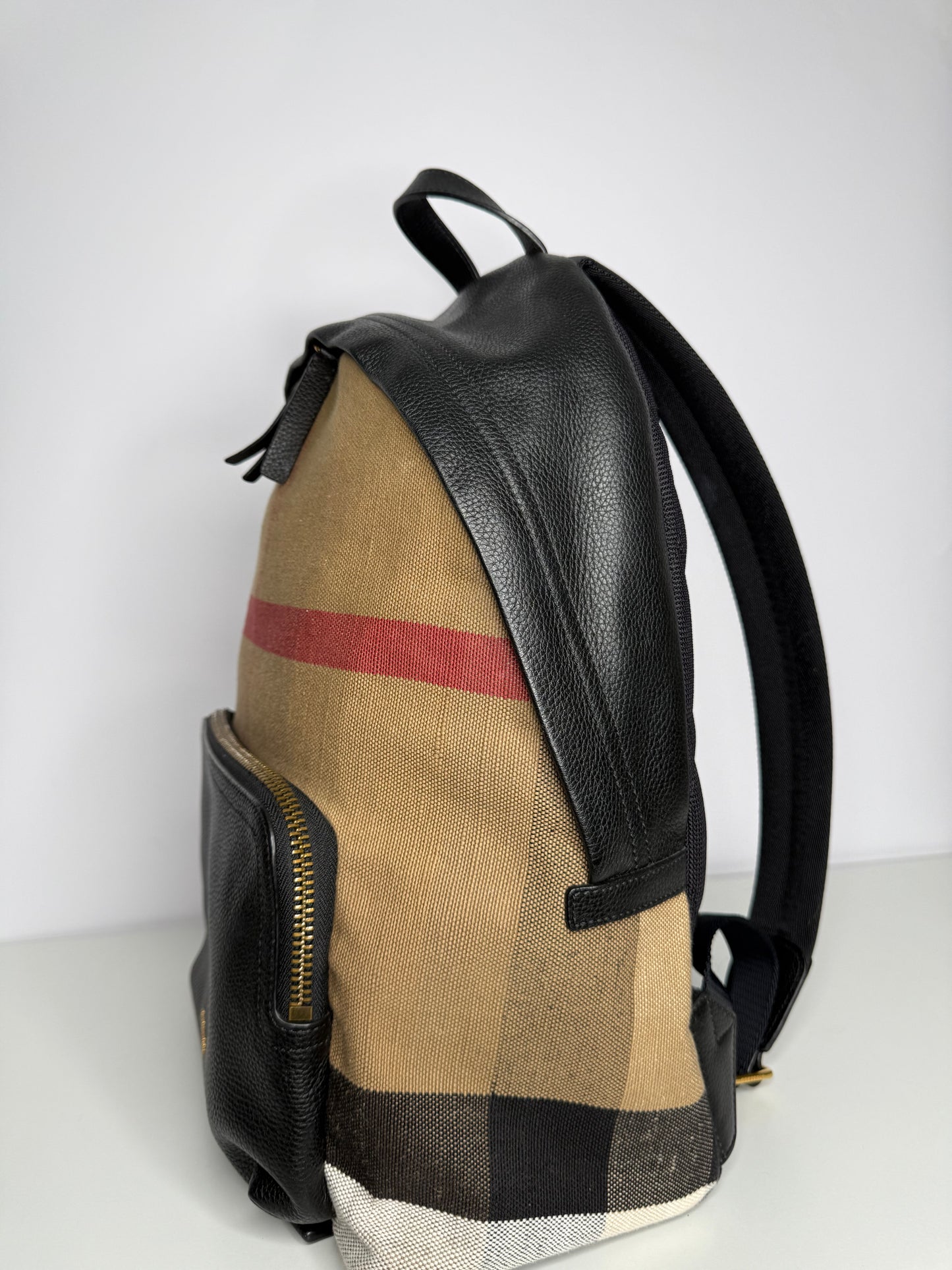 Burberry Abbeydale Backpack House Check Canvas and Leather