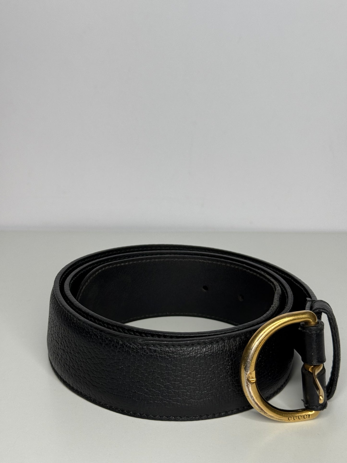 Gucci Black Leather D Buckle Belt 85 cm