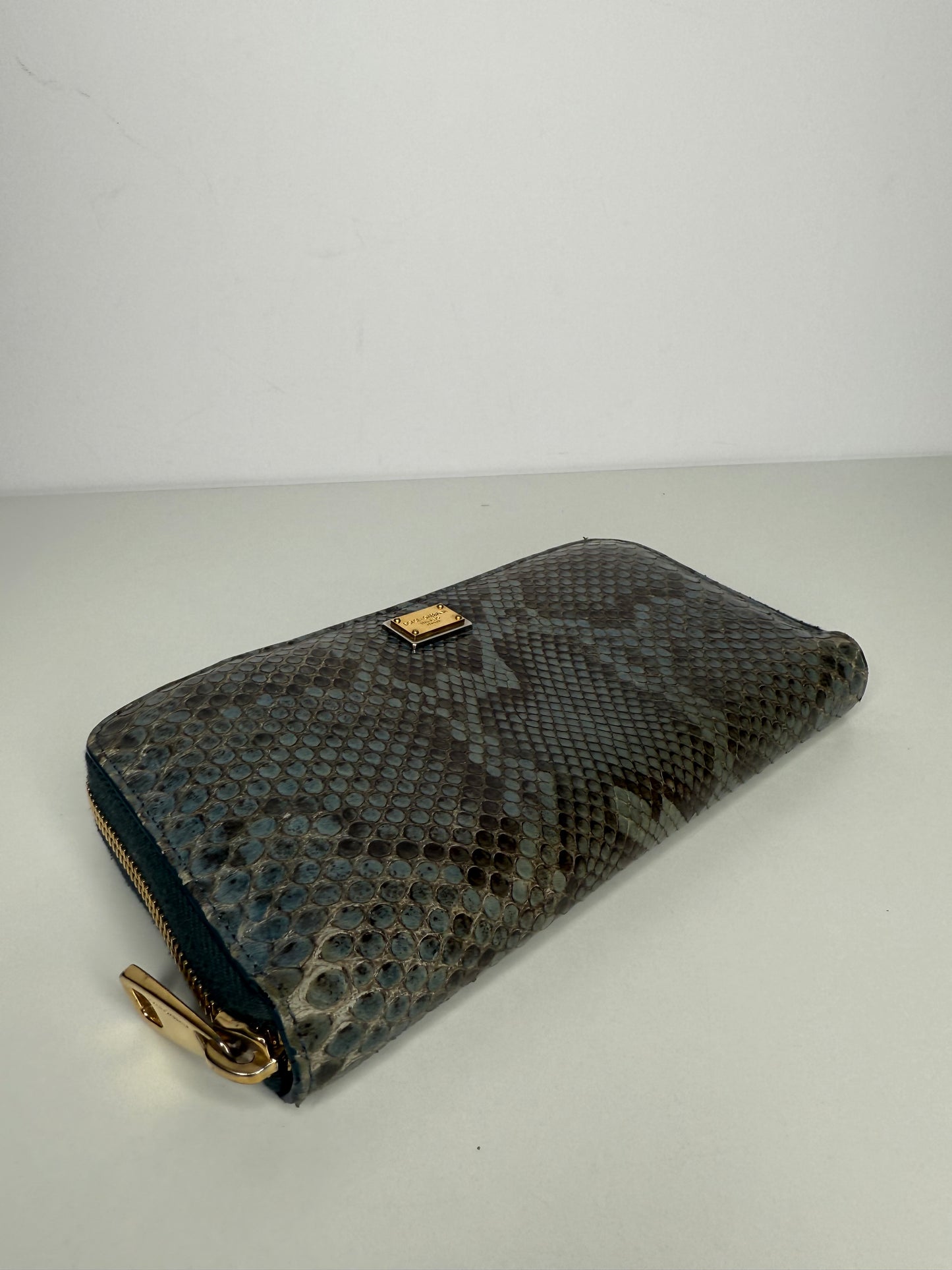 Dolce Gabbana Python Leather Zip Around Wallet