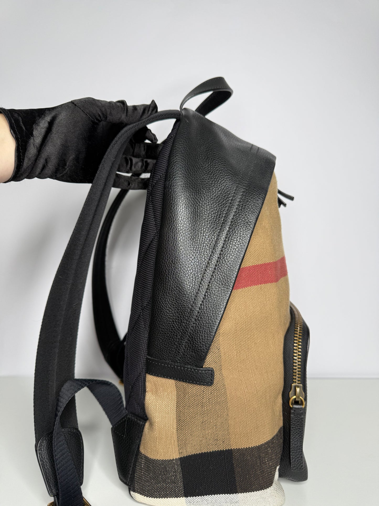 Burberry Abbeydale Backpack House Check Canvas and Leather