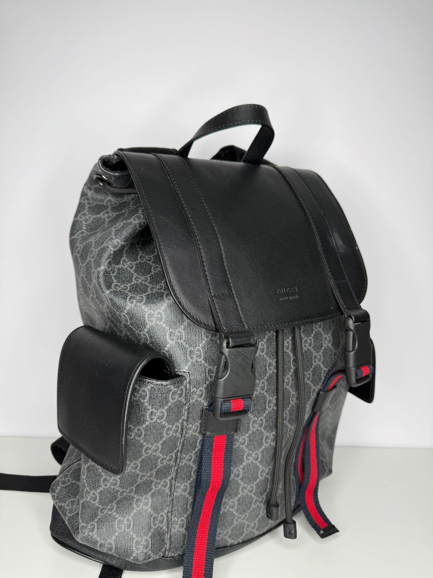 Gucci GG Supreme Sherry Line Backpack Black