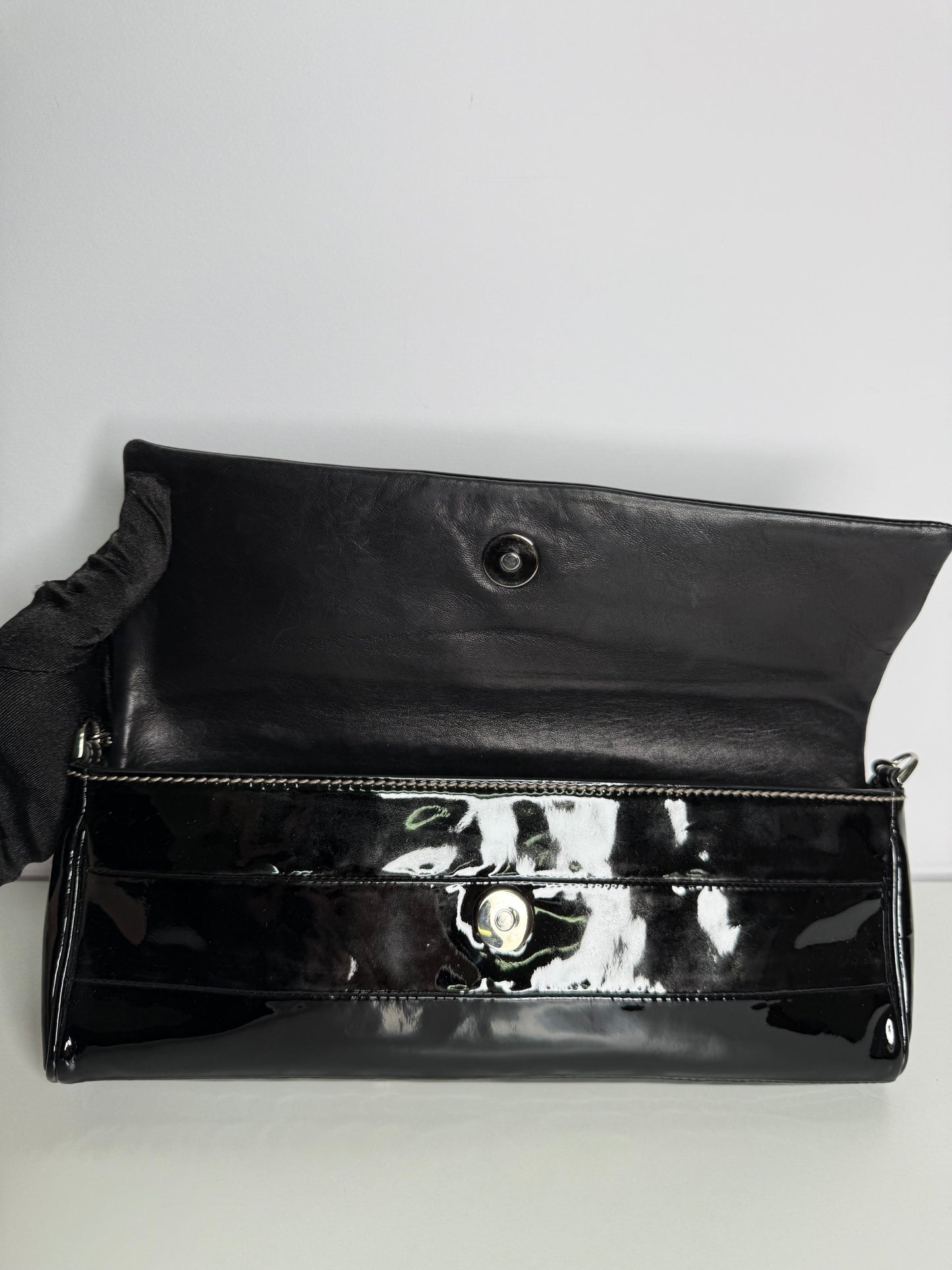 Dolce Gabbana Black Patent Leather Miss Martini Shoulder Bag