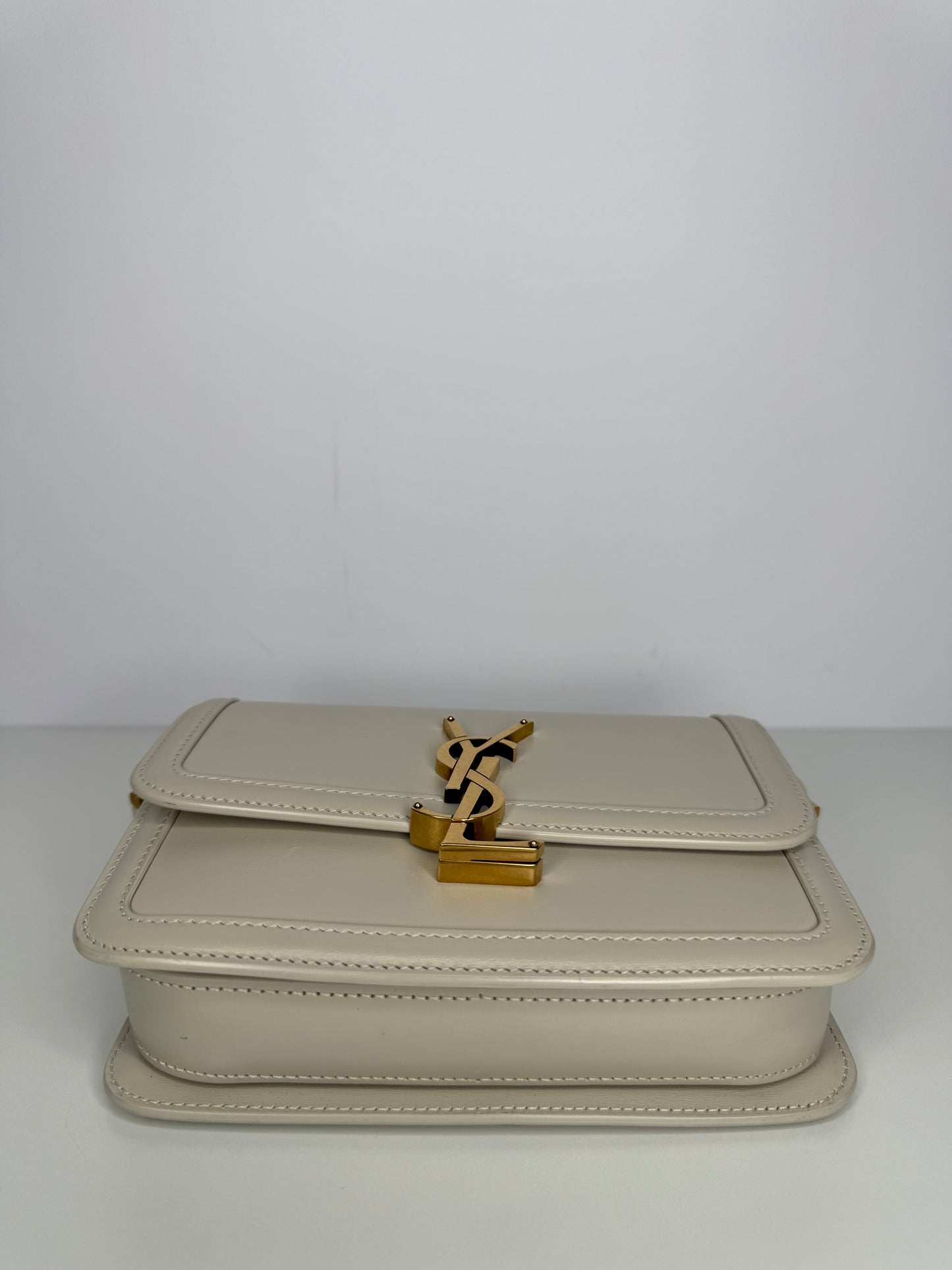 Saint Laurent Solferino Small Satchel In Box Leather Blanc Vintage