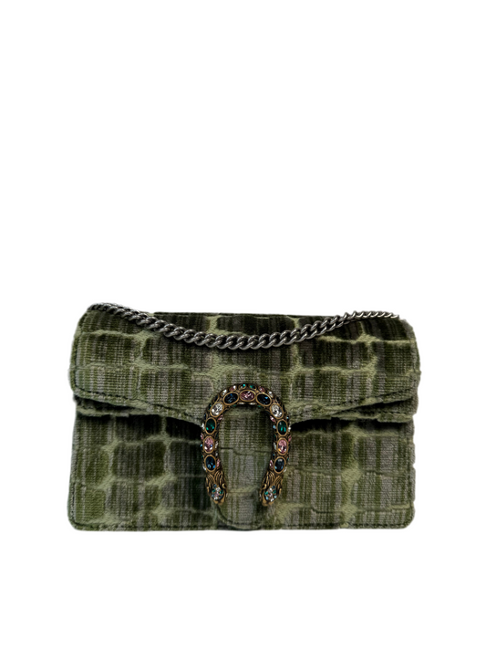 Gucci Limited Edition Dionysus Velvet Super Mini Bag In Green