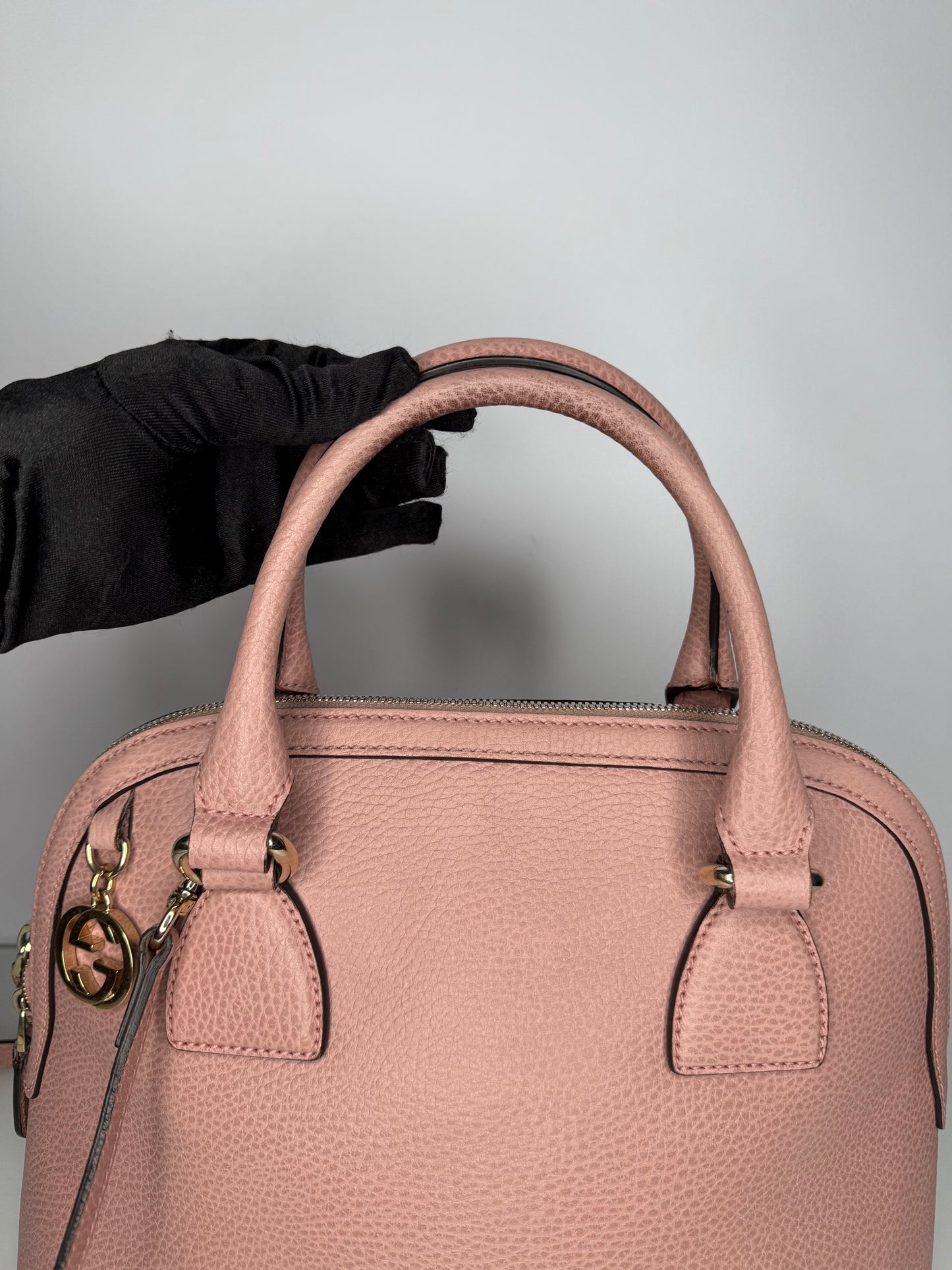 Gucci Dollar Calfskin Small GG Charm Dome Bag Baby Pink