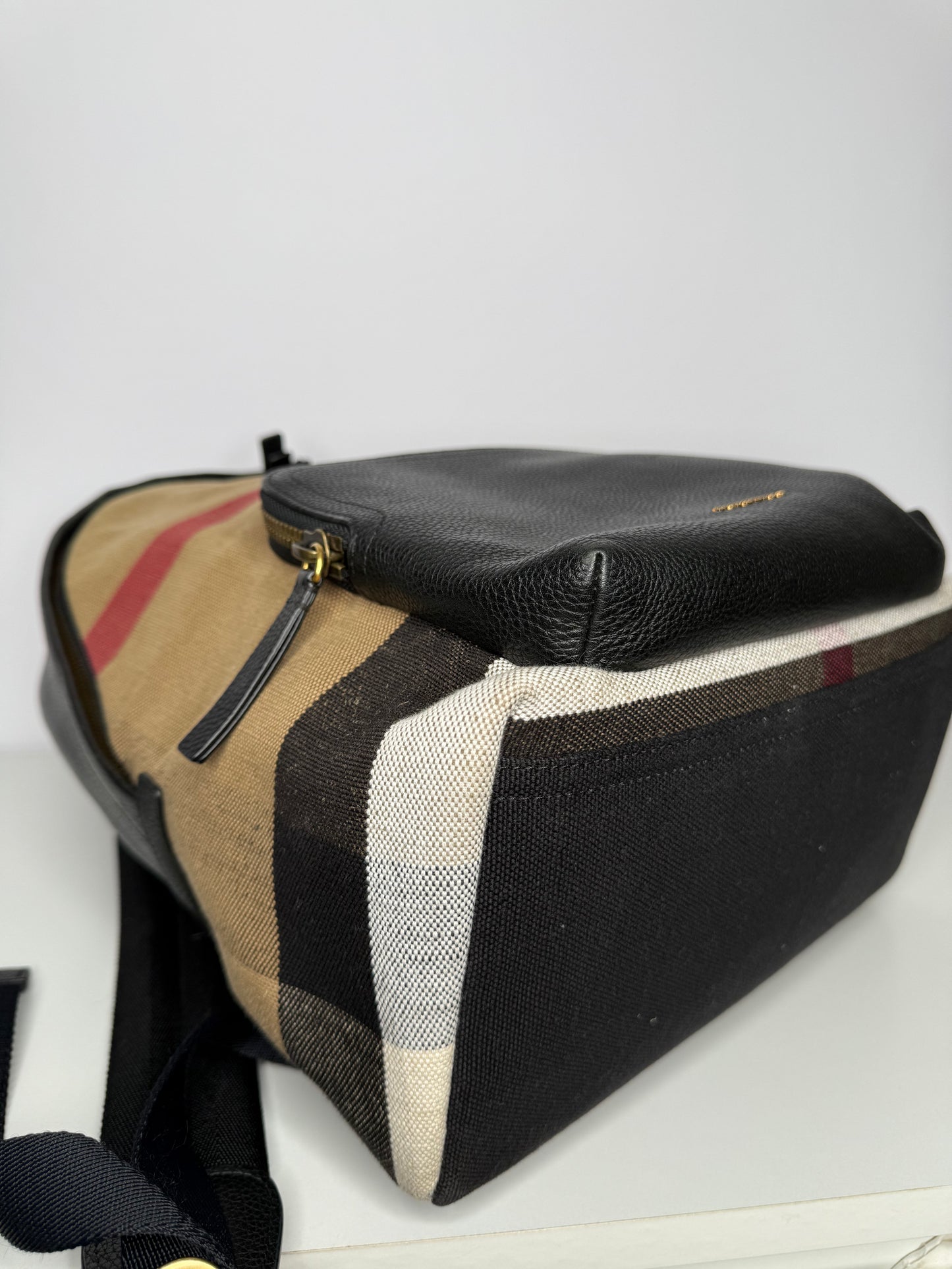 Burberry Abbeydale Backpack House Check Canvas and Leather