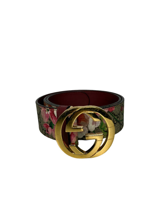 Gucci GG Supreme Monogram Blooms Interlocking G Belt