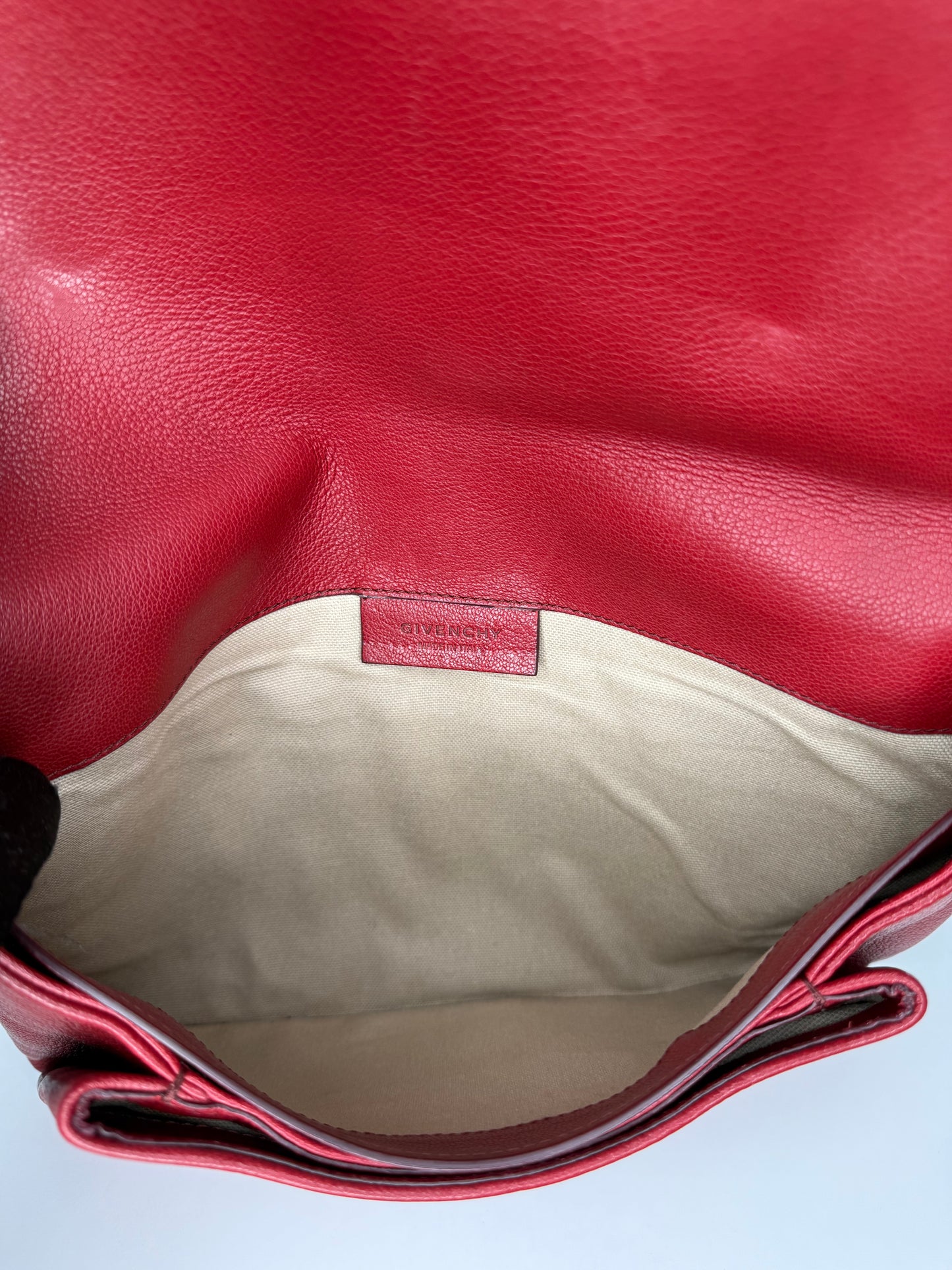 Givenchy Red Sugar Goatskin Leather Envelope Clutch Bag