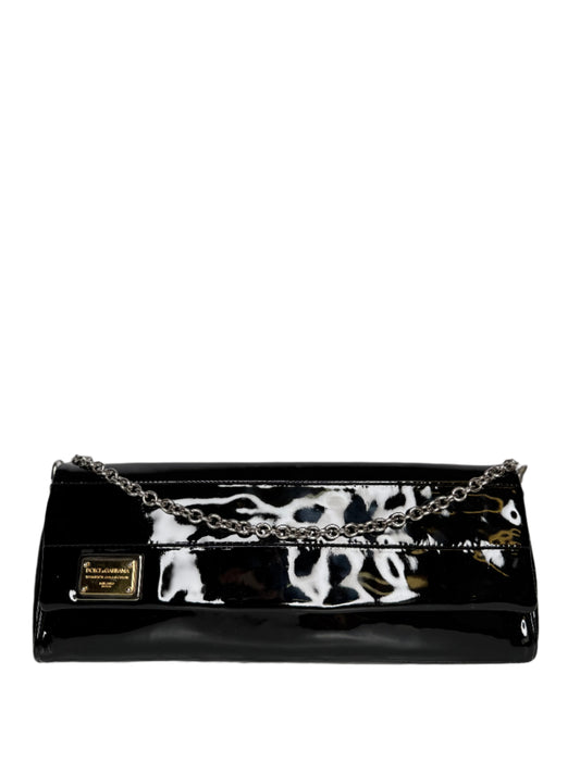 Dolce Gabbana Black Patent Leather Miss Martini Shoulder Bag