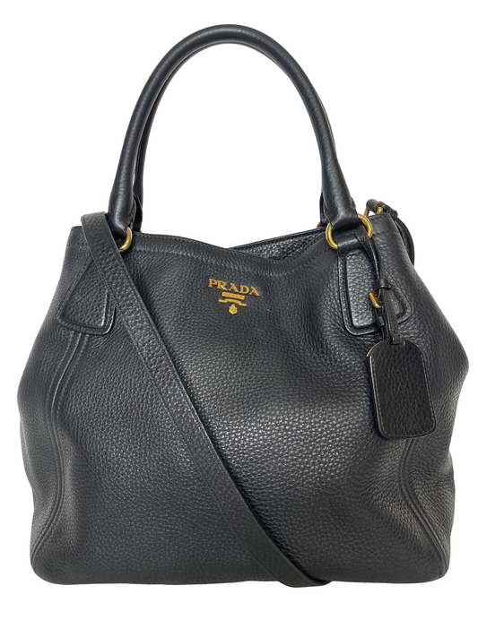 Prada Black Leather Vitello Daino Tote