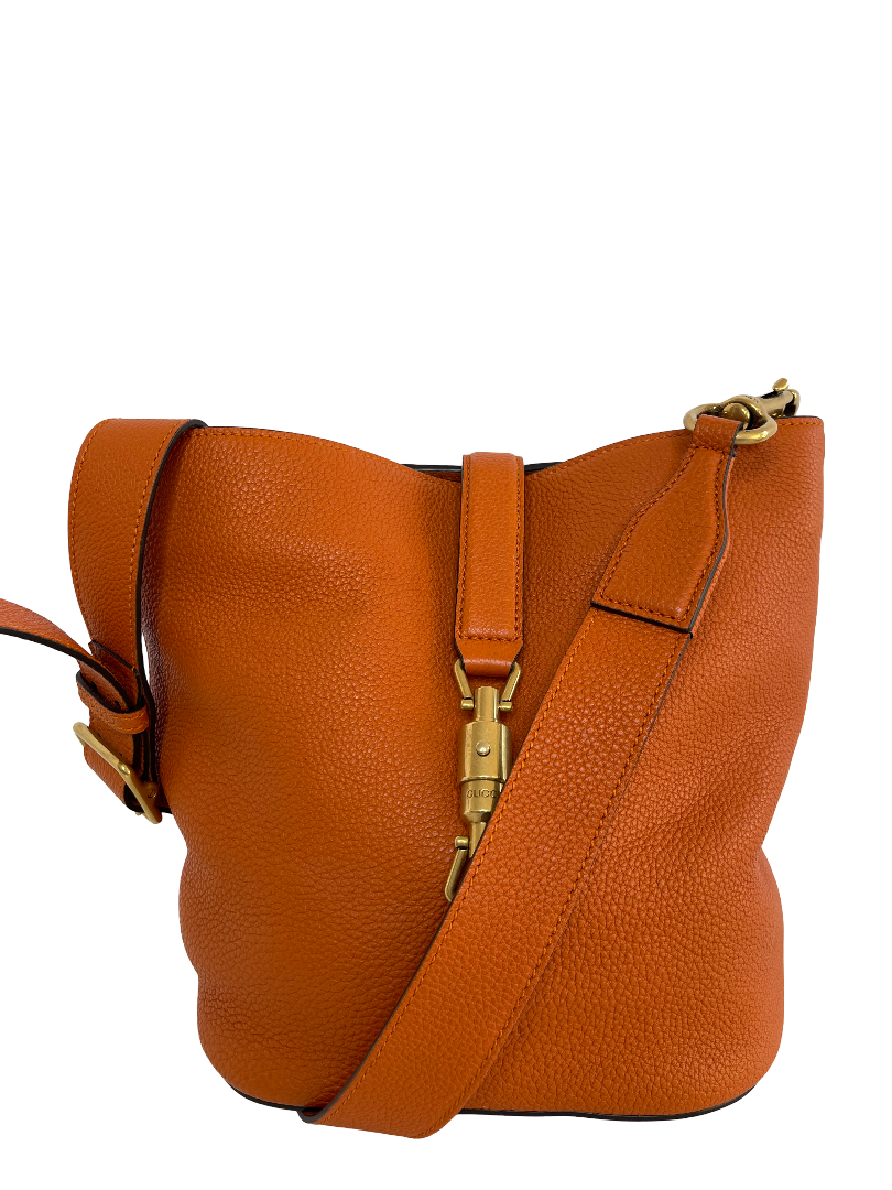 Gucci Orange Soft Leather Jackie Bucket Bag