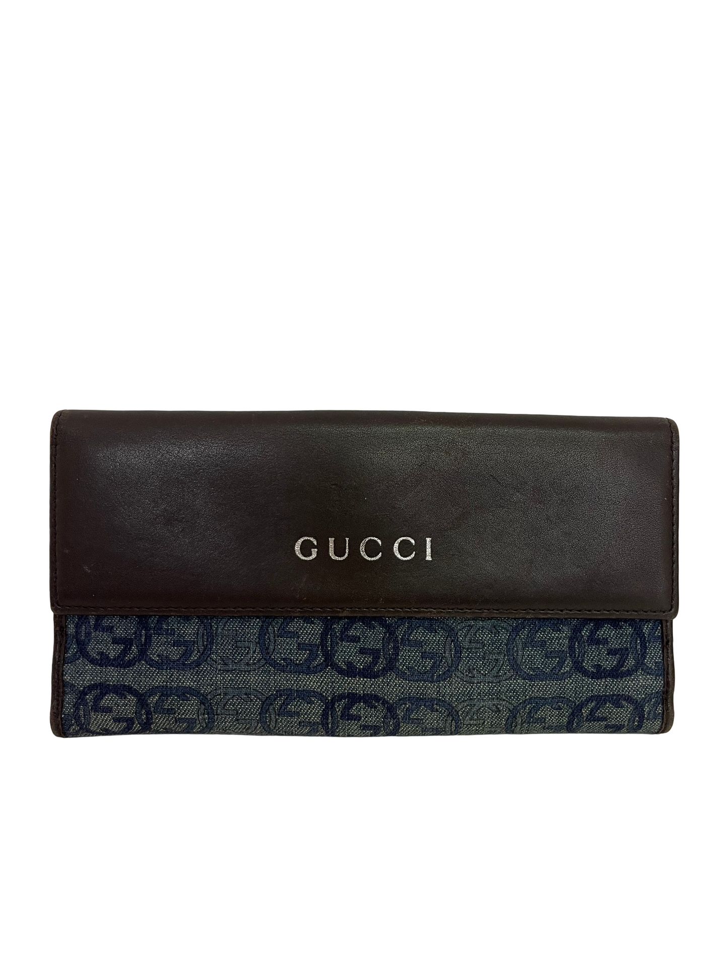 Gucci Bifold Long Wallet GG Denim Canvas