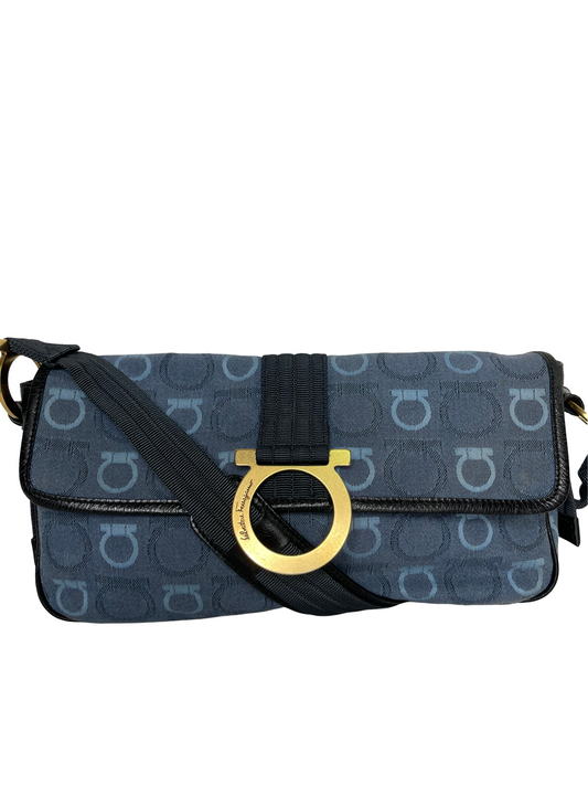 Salvatore Ferragamo Gancini Denim Pochette