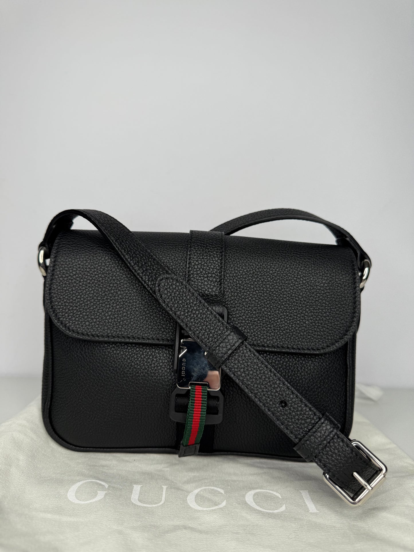 Gucci Black Soft Grainy Leather Super Mini Shoulder Bag