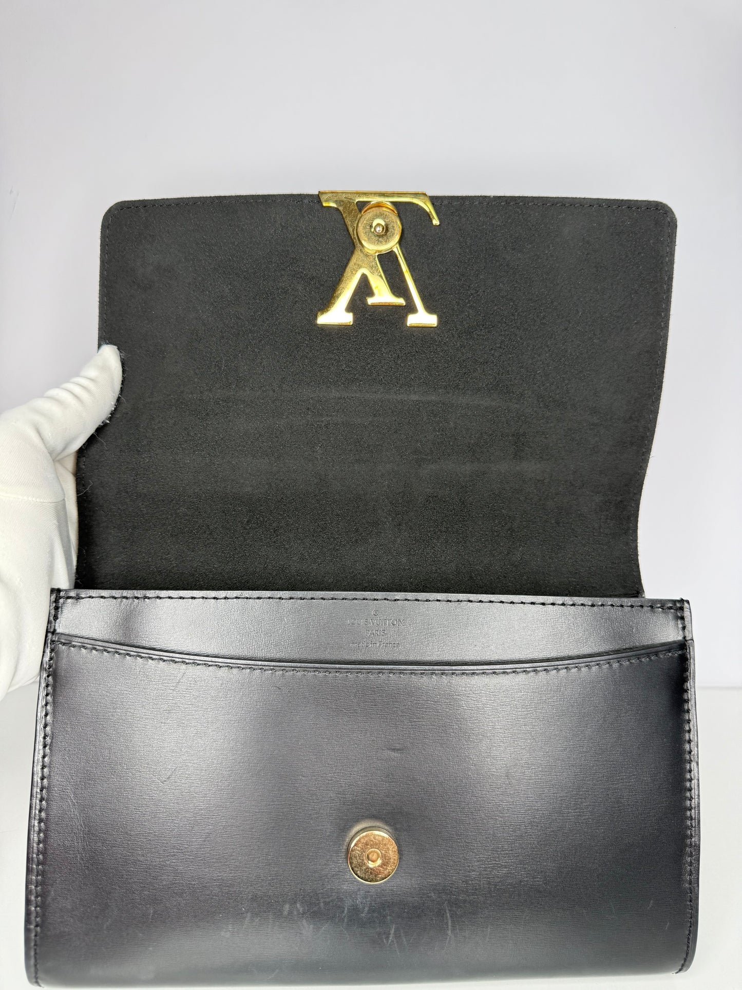 Louis Vuitton Louise Black Calfskin Chain Clutch