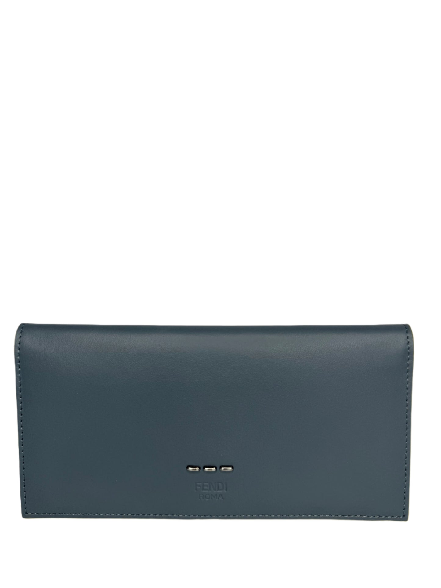 Fendi Grey Leather Continental Bifold Bill Wallet