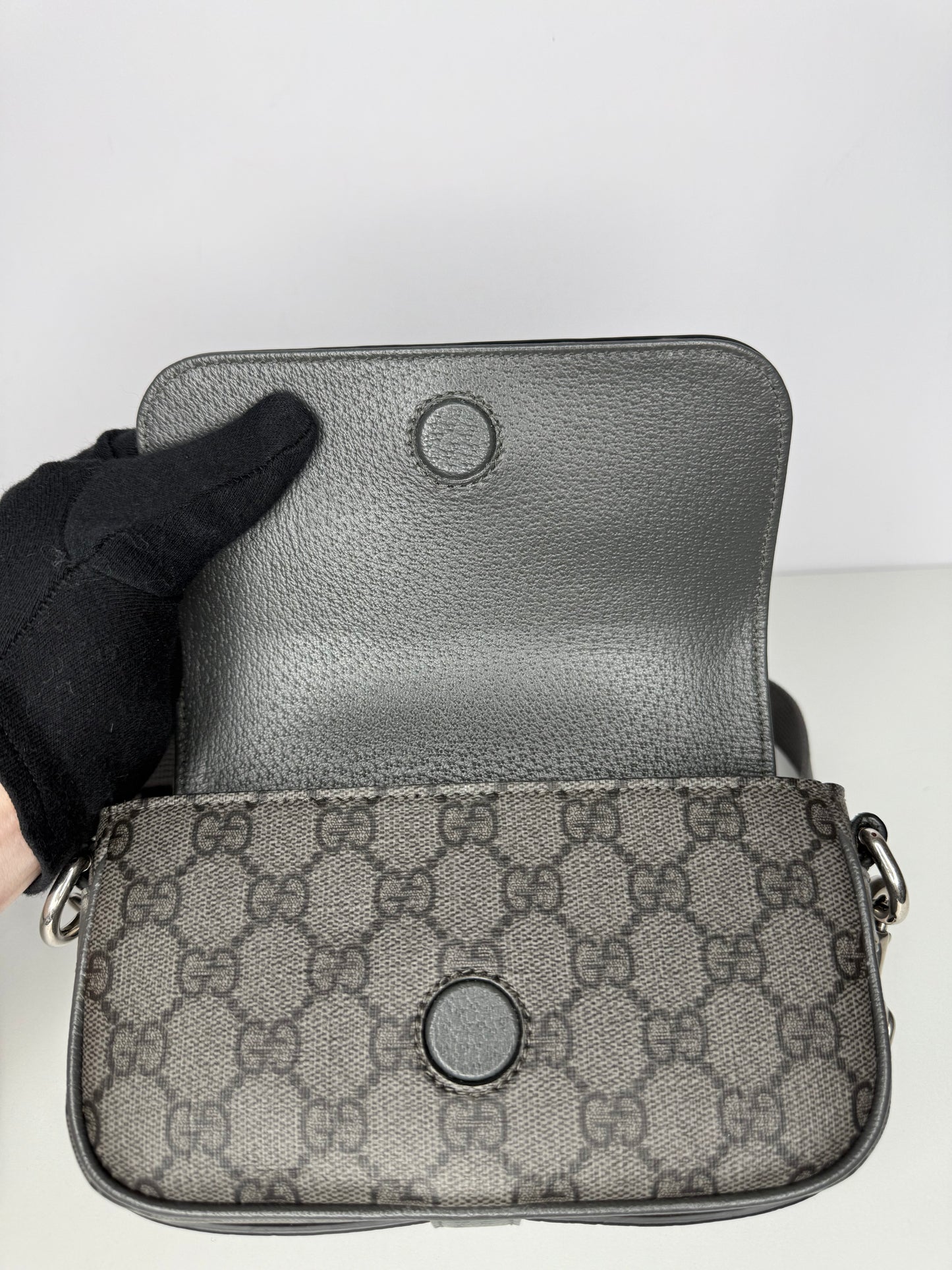 Gucci Ophidia GG Monogram Mini Bag Grey and Black