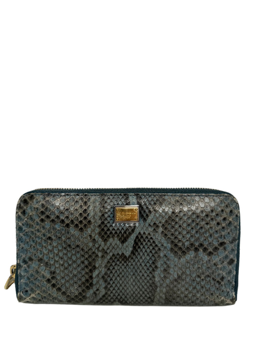 Dolce Gabbana Python Leather Zip Around Wallet