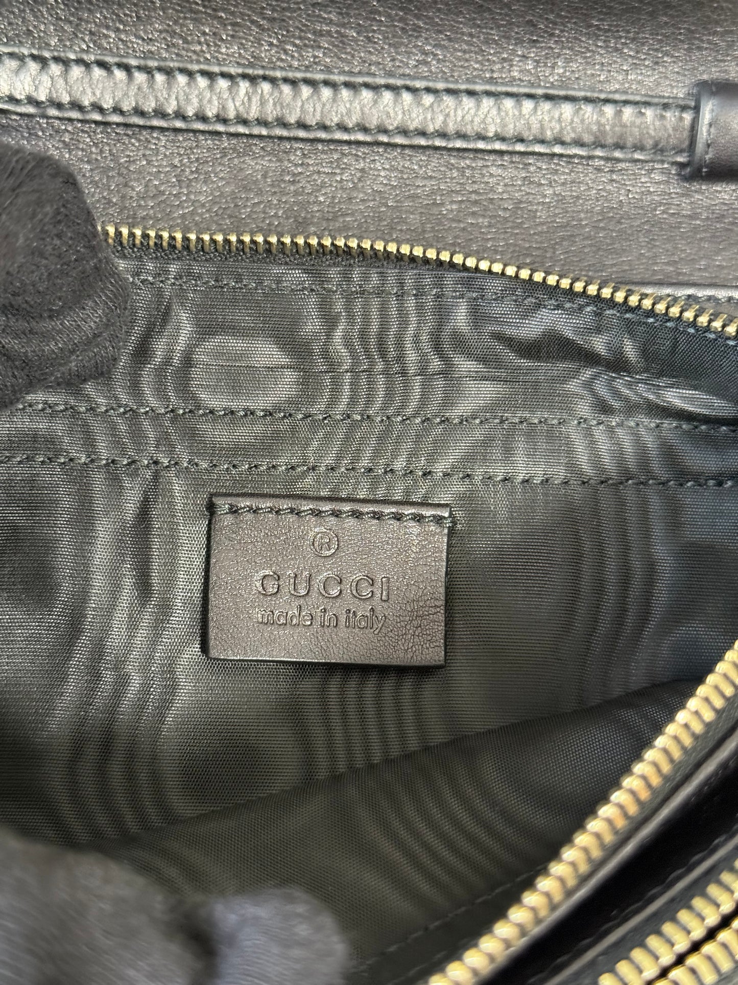 Gucci Zebra Broadway Piston Lock Chain Clutch Calf Hair