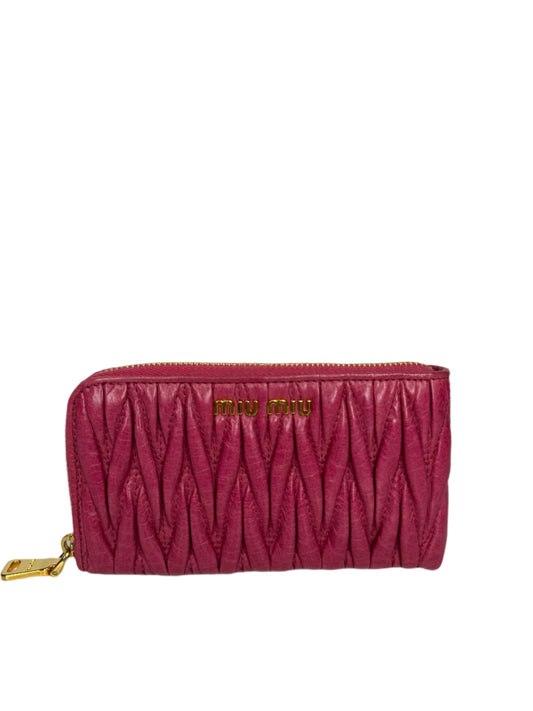 Miu Miu Zip Around Peonia Matelasse Leather Wallet