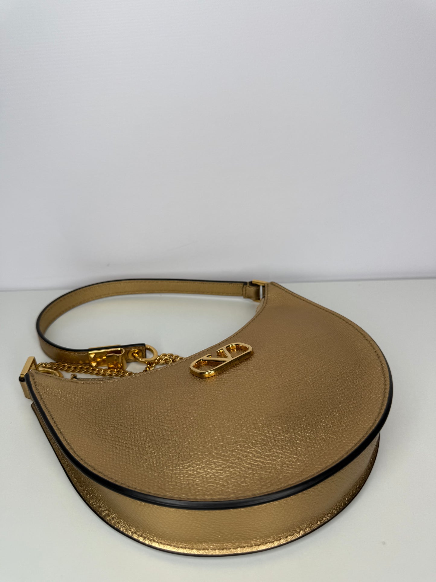 Valentino Garavani Vlogo Signature Mini Hobo Bag In Laminated Grainy Calfskin