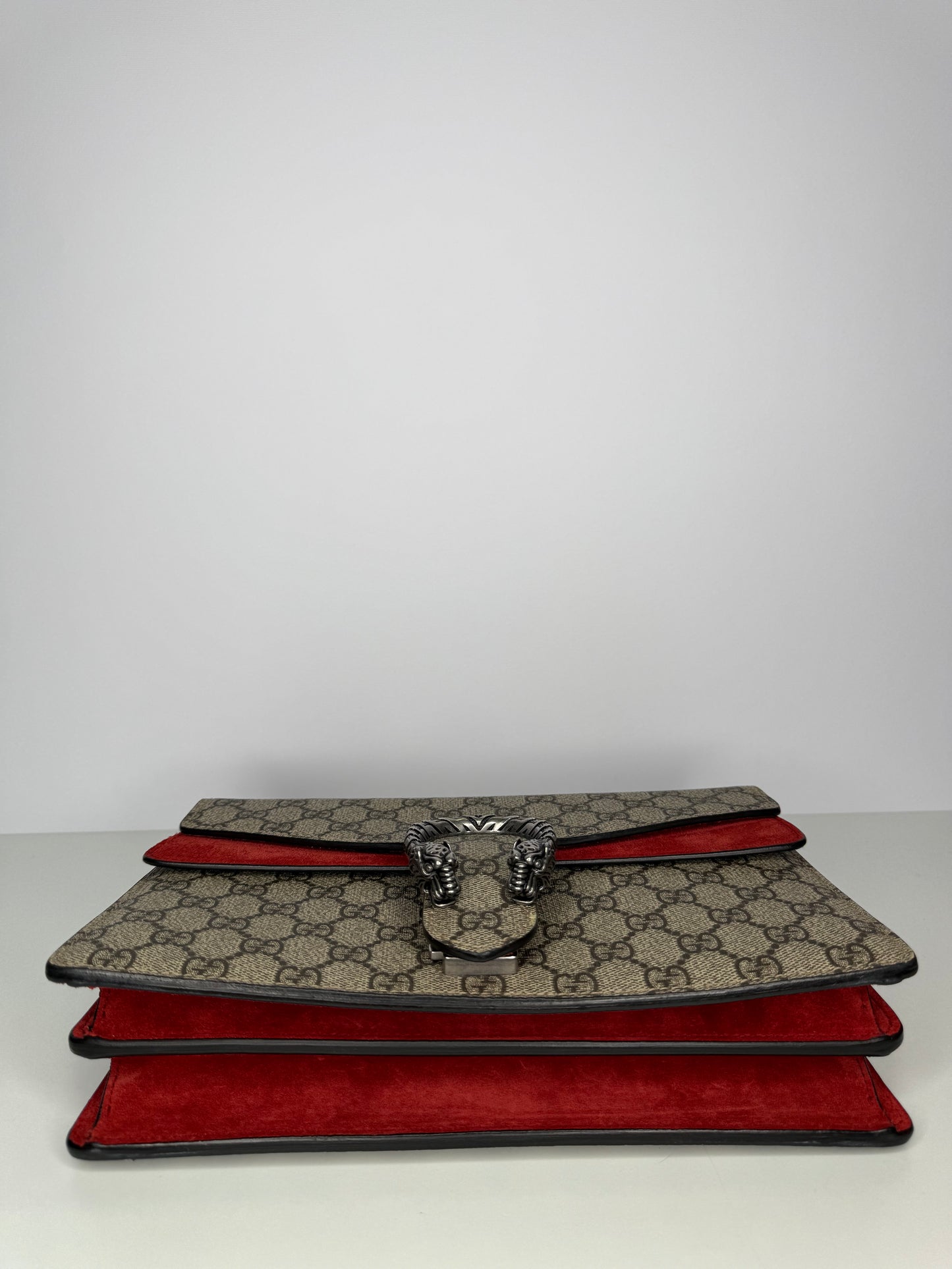 Gucci Dionysus GG Supreme Canvas and Red Suede Small Shoulder Bag