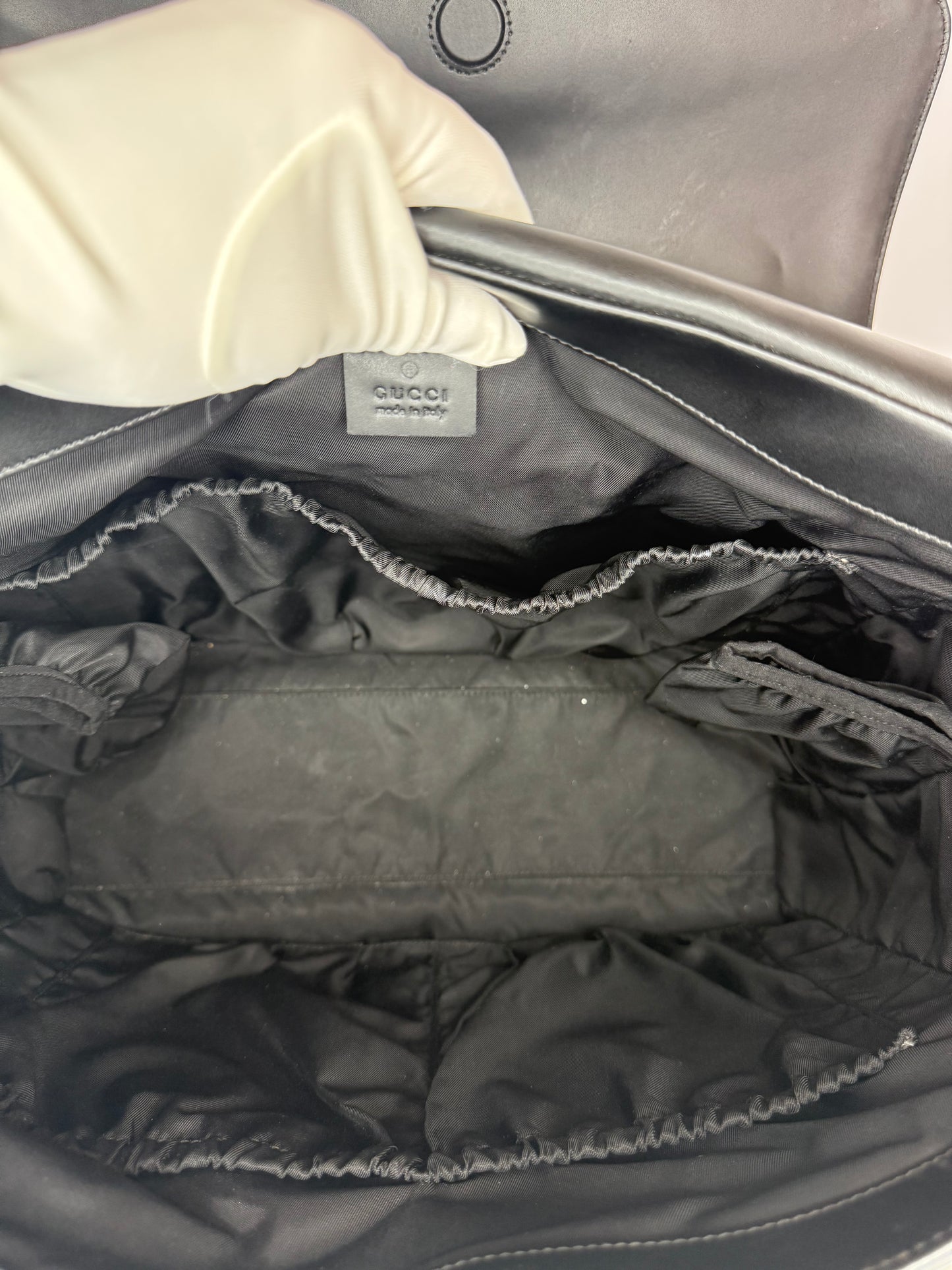 Gucci Black/Grey Gg Supreme Canvas Web Messenger Diaper Bag