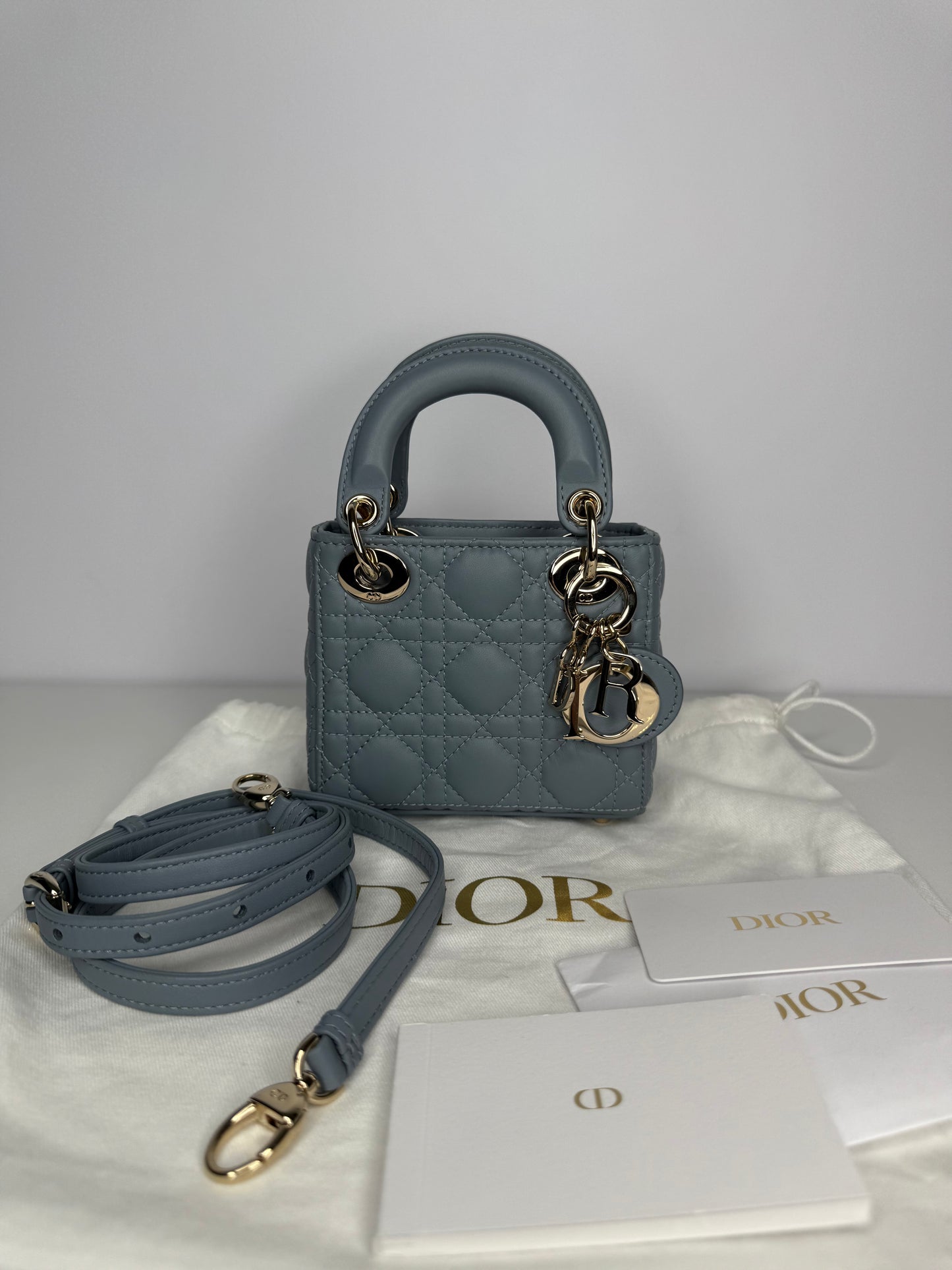 Dior Lady Dior Micro Bag Cloud Blue Cannage Lambskin