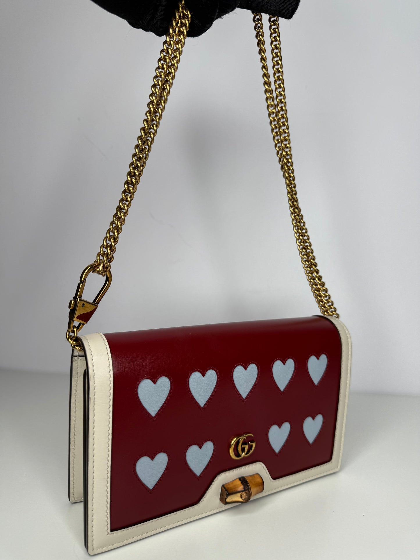 Gucci Lovelight Mini Diana Bamboo White/Bordeaux Chain Bag