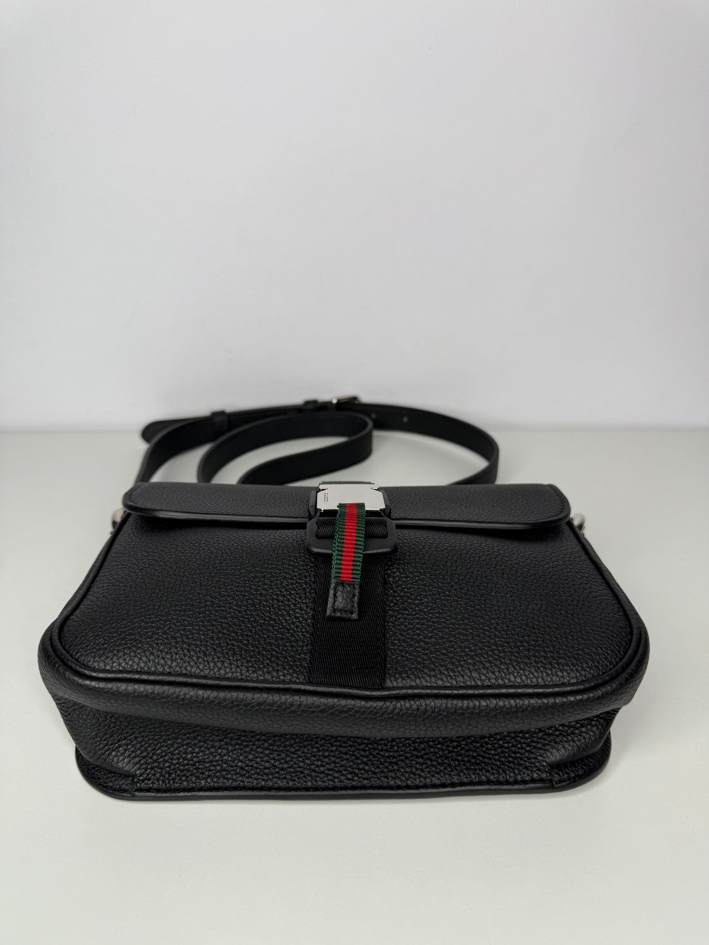 Gucci Black Soft Grainy Leather Super Mini Shoulder Bag