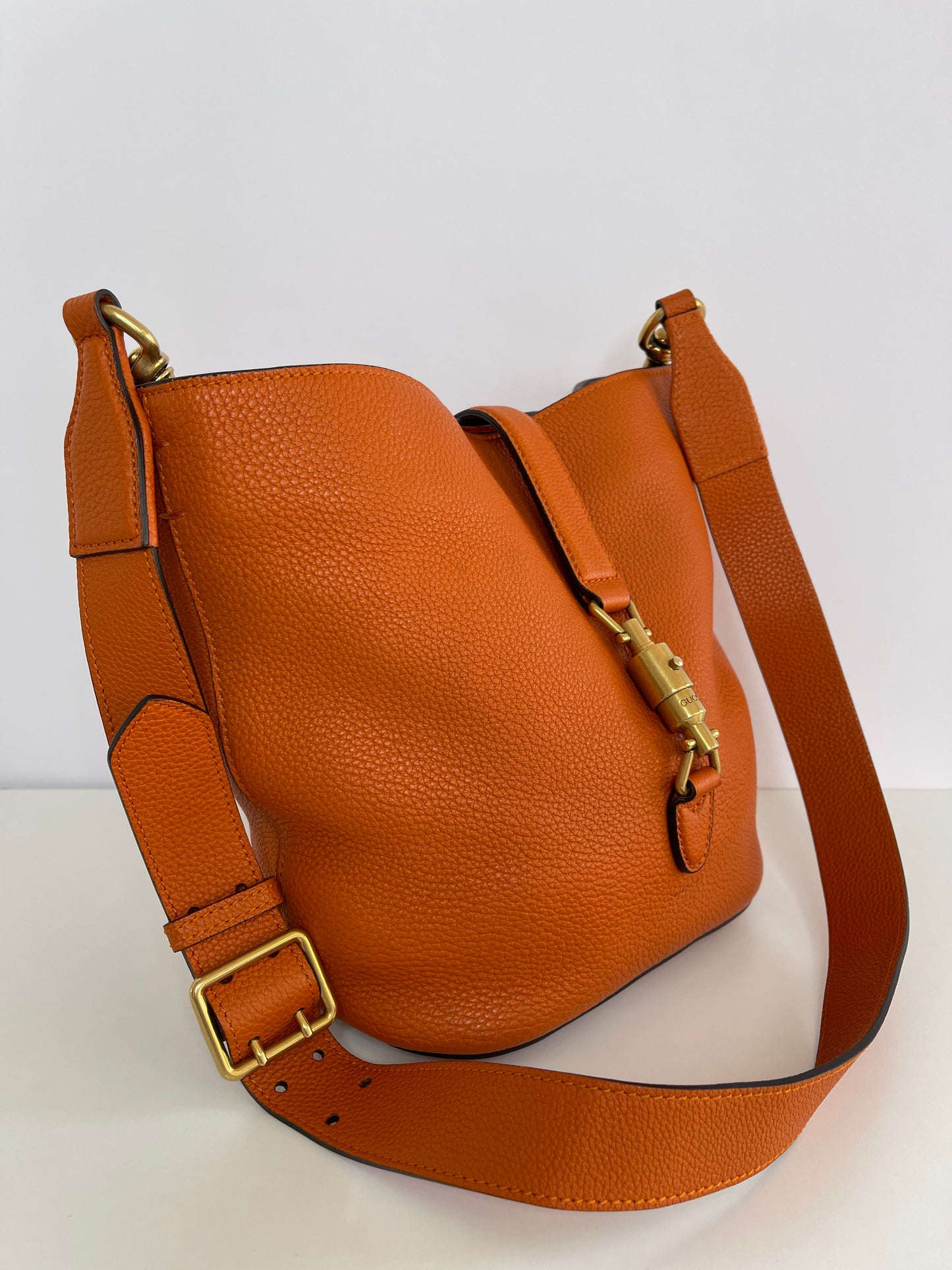 Gucci Orange Soft Leather Jackie Bucket Bag