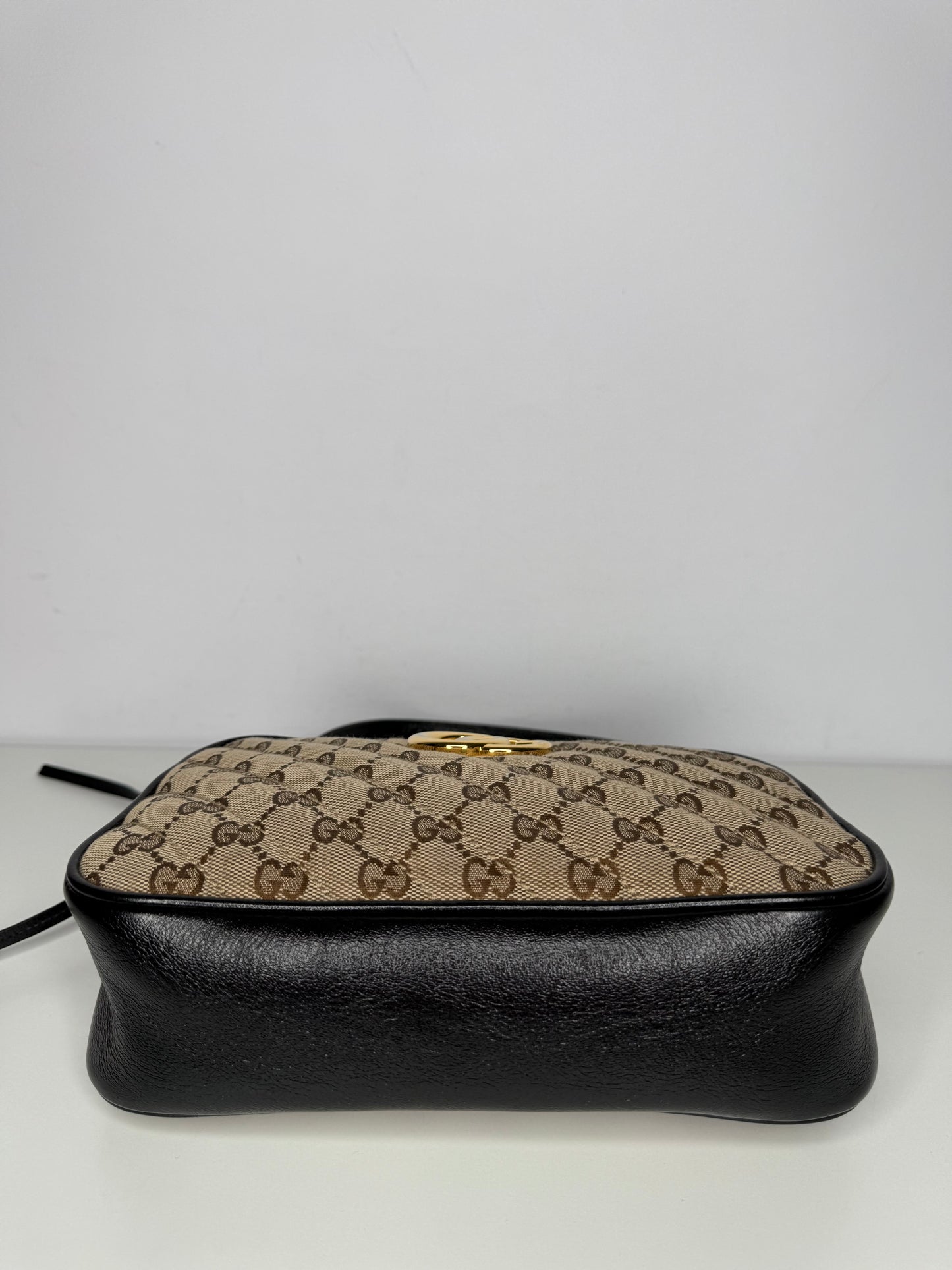 Gucci Beige/Black GG Matelasse Canvas and Leather GG Marmont Shoulder Bag