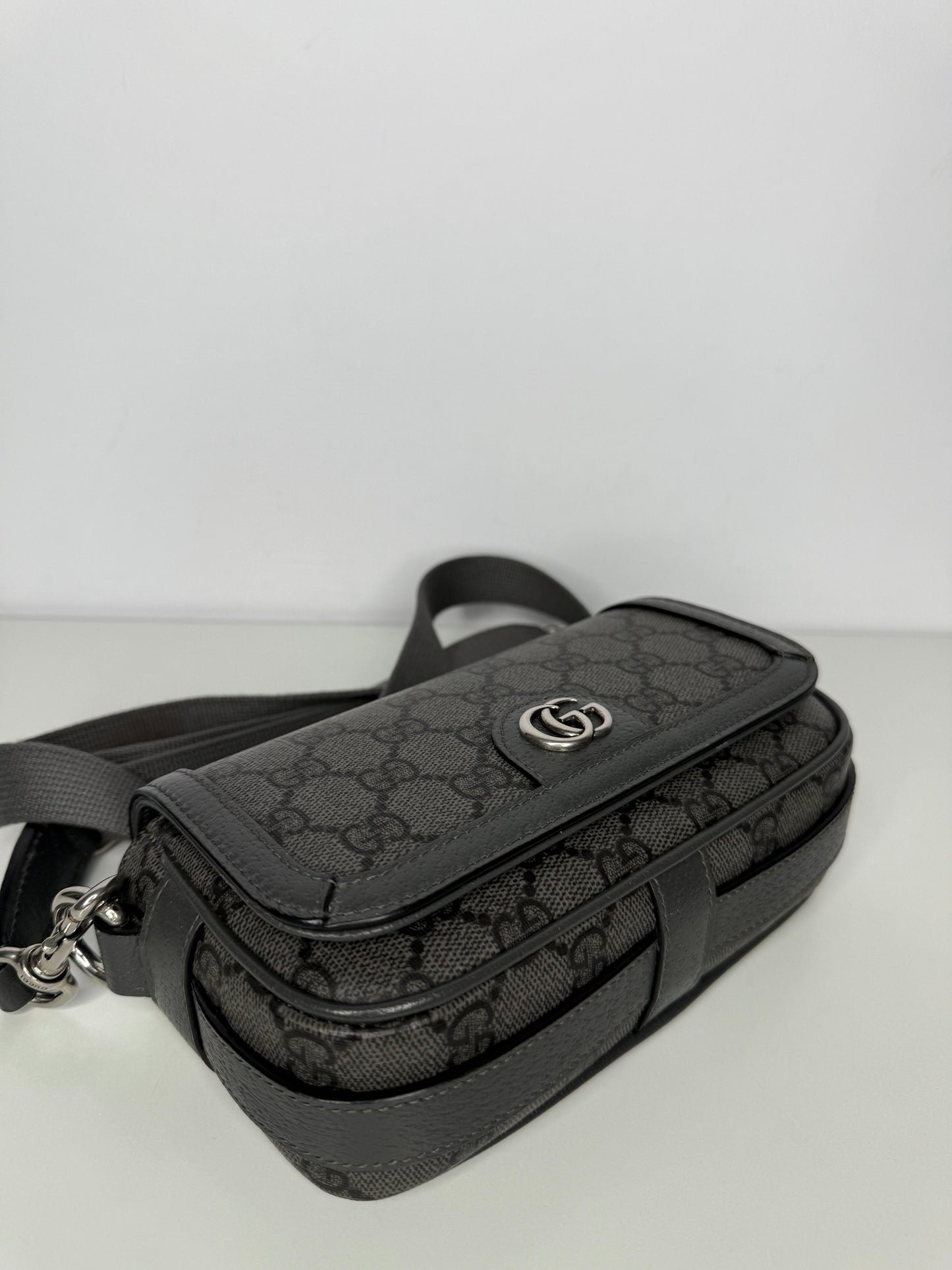 Gucci Ophidia GG Monogram Mini Bag Grey and Black