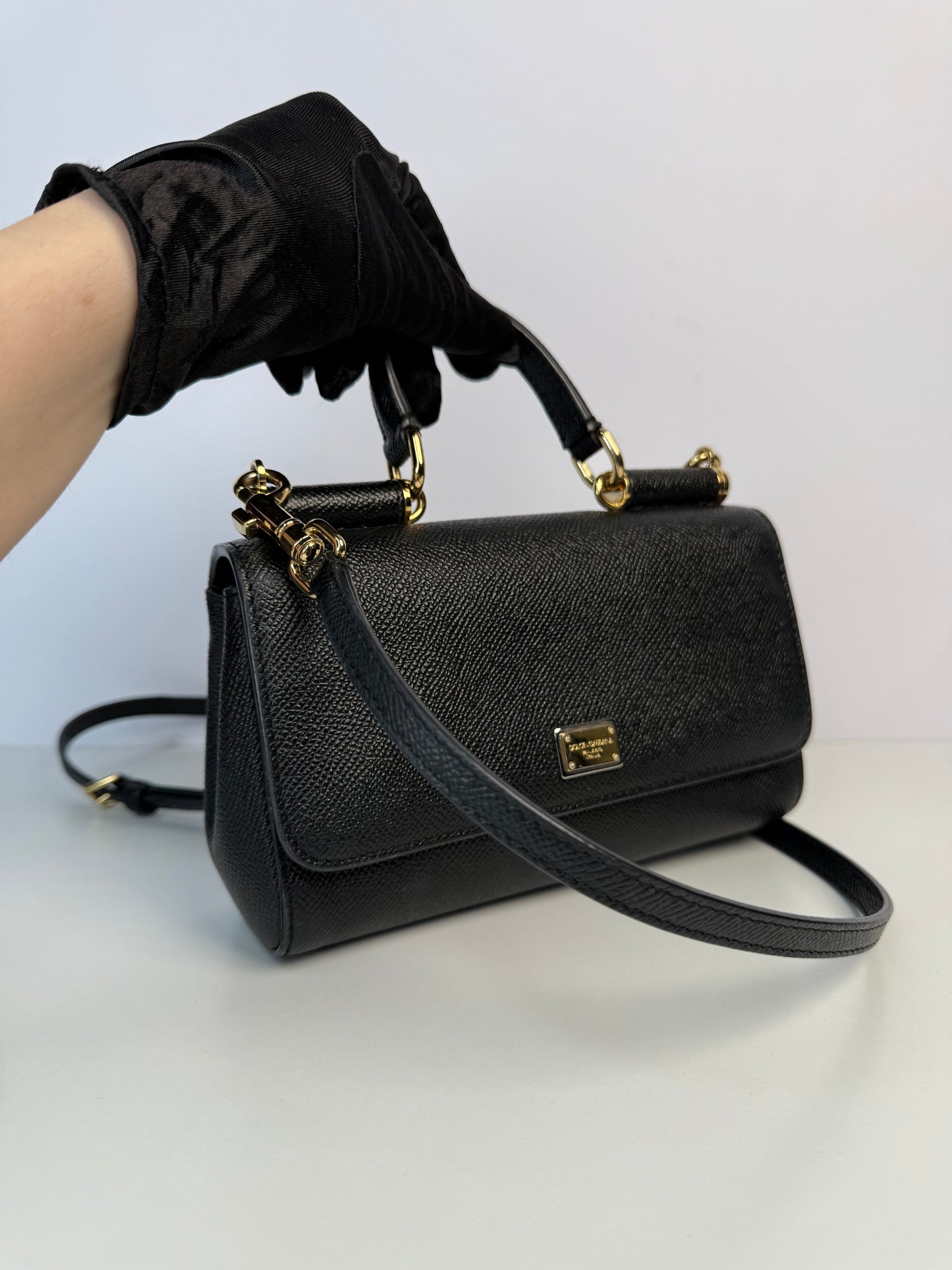 Dolce Gabbana Black Mini Sicily Crossbody Bag