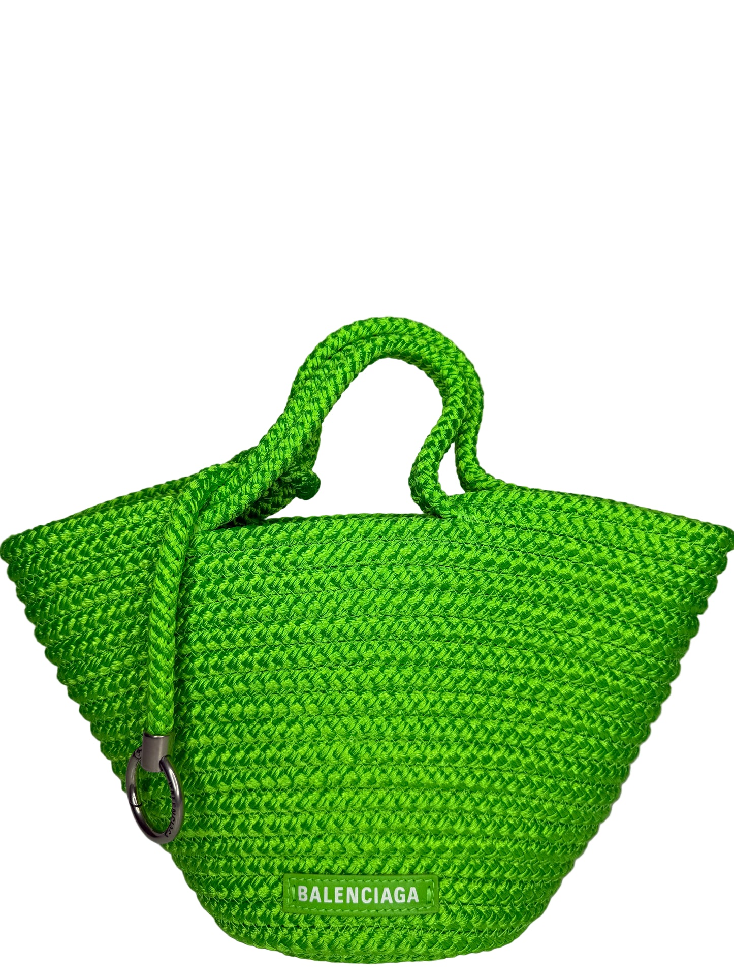 Balenciaga Small Ibiza Woven Nylon Basket Bag Green