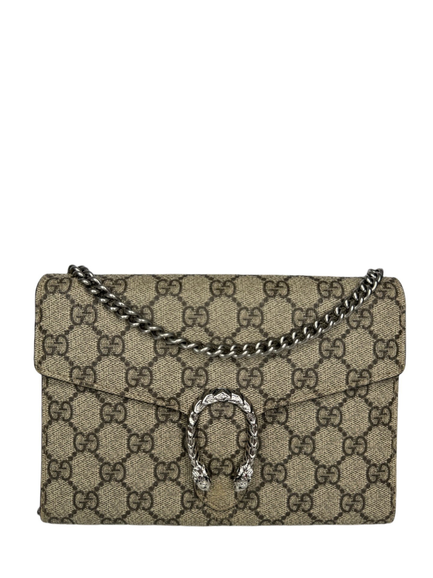 Gucci Dionysus Beige/Ebony GG Supreme Canvas Wallet on Chain