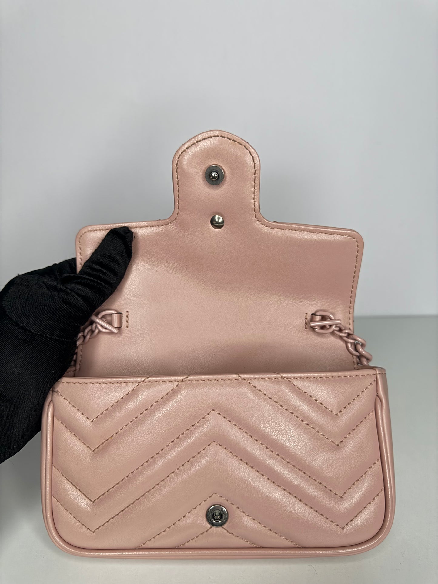 Gucci Calfskin Matelasse Monochrome GG Marmont Chain Bag Baby Pink