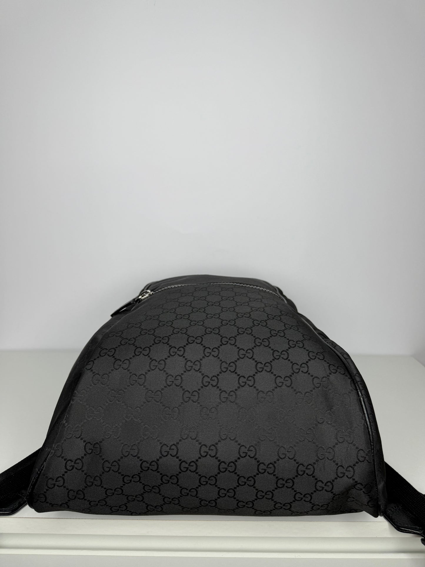 Gucci Black GG Nylon and Leather Rucksack Backpack