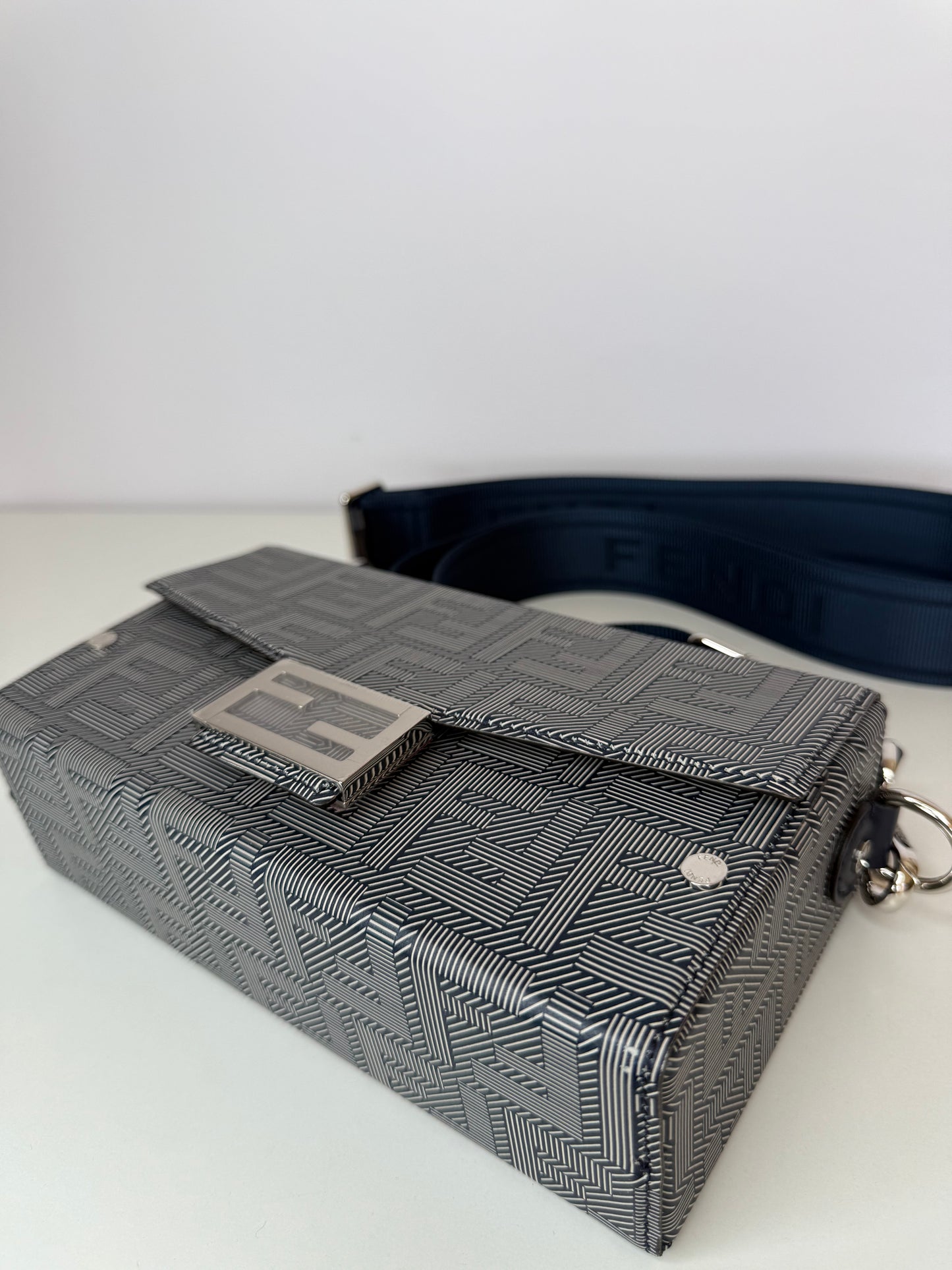 Fendi Unisex Baguette Soft Trunk Messenger Bag Blue