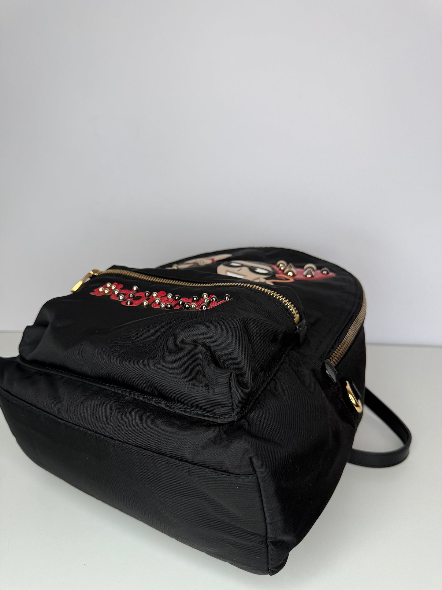 Dolce Gabbana Black Nylon DG Family Cupid Vulcano Print Backpack