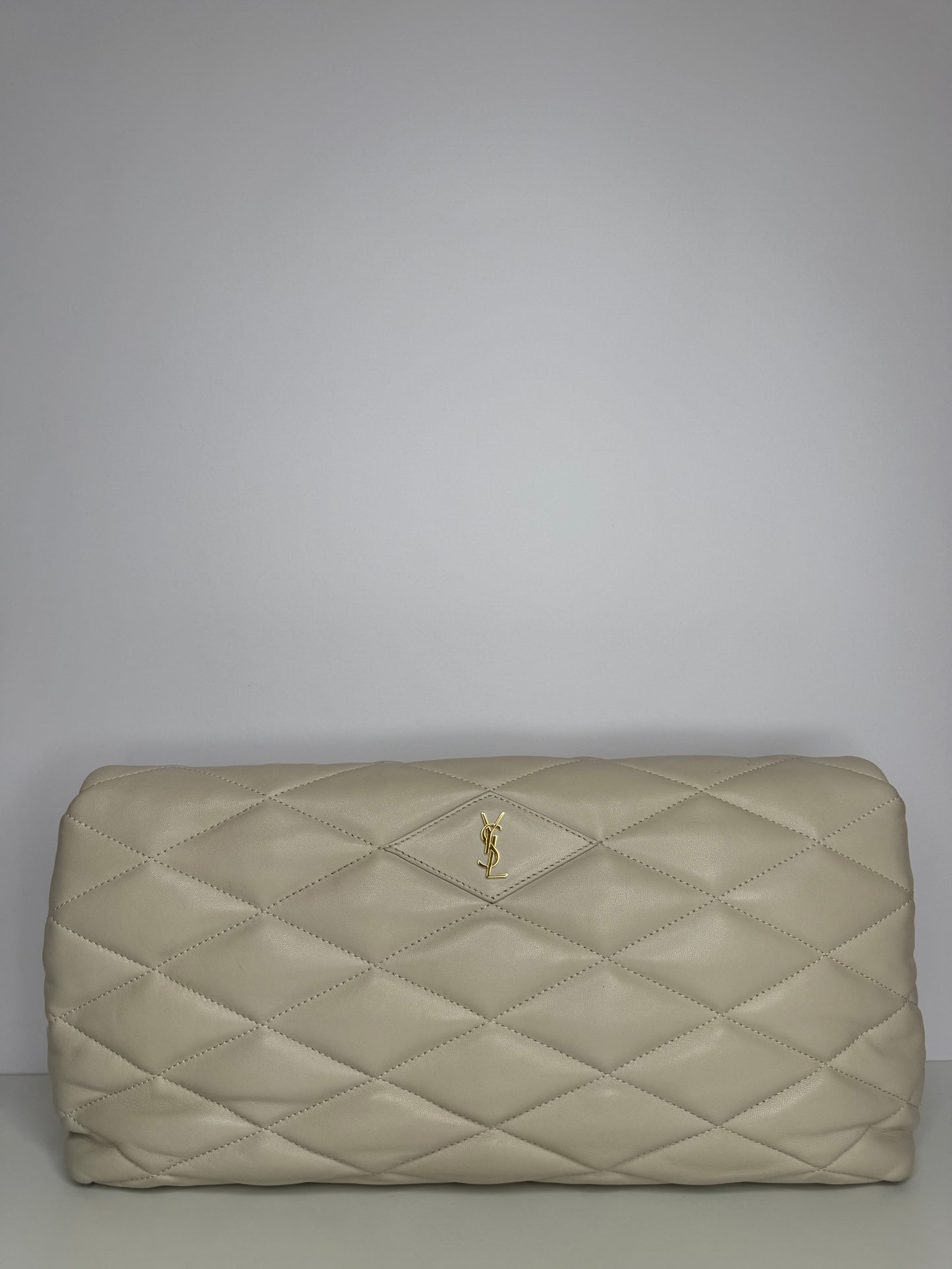 Saint Laurent Sade Puffer Ivory Quilted Leather Clutch