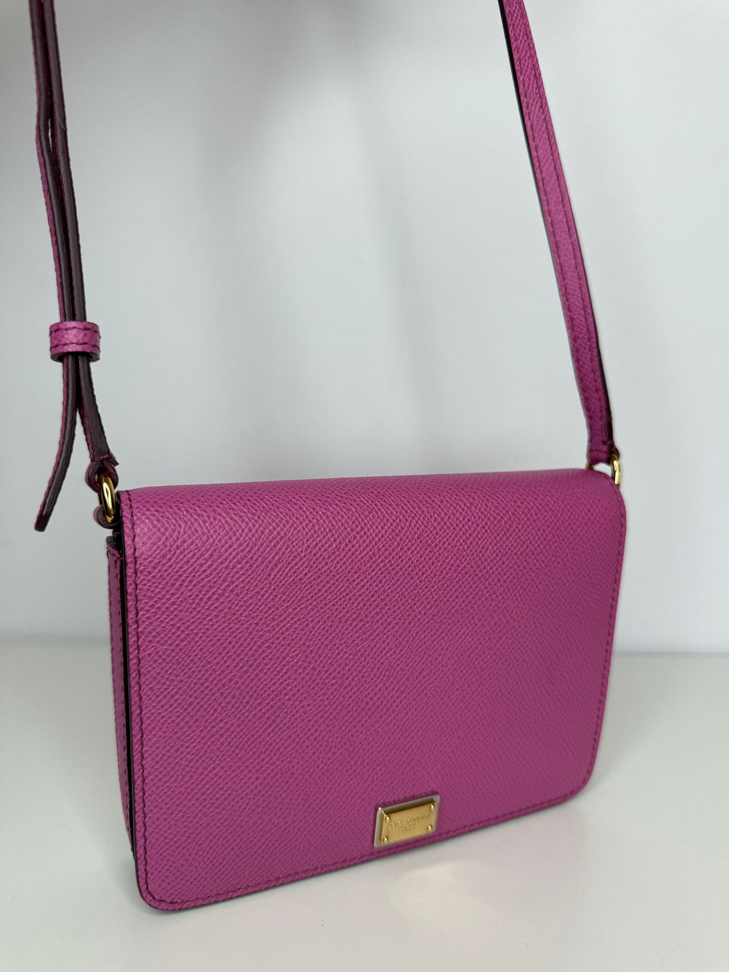 Dolce Gabbana Pink Dauphine Leather Mini Crossbody Bag