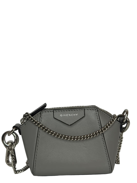 Givenchy Baby Antigona Grey Leather with Chain Mini Bag/Charm