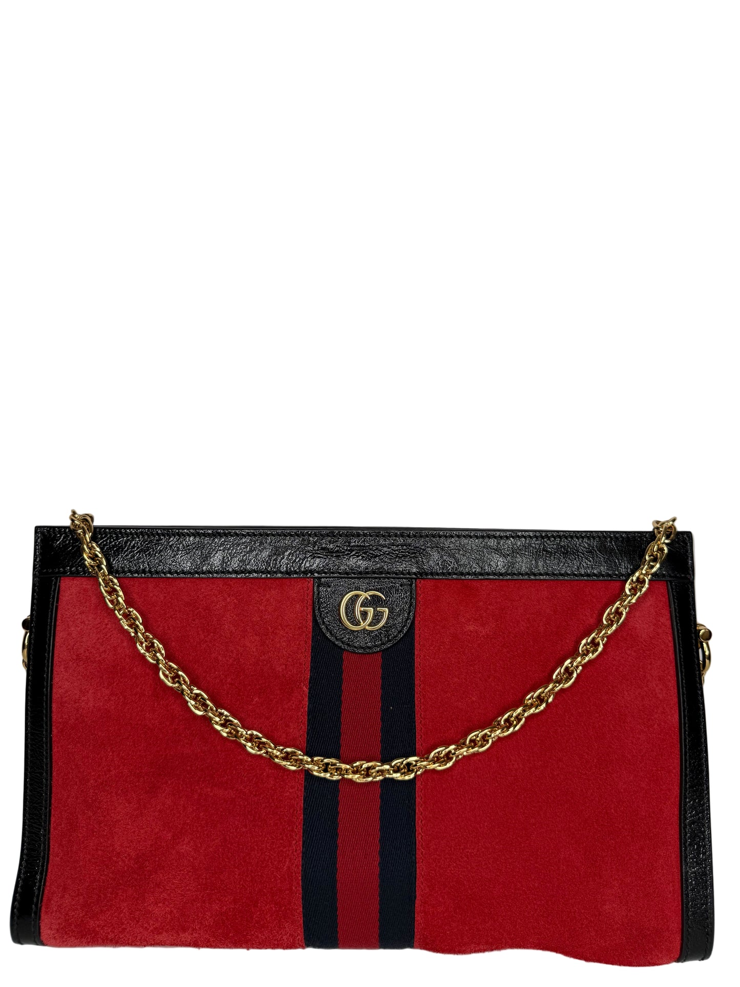 Gucci Ophidia Medium Red Suede Chain Crossbody Bag