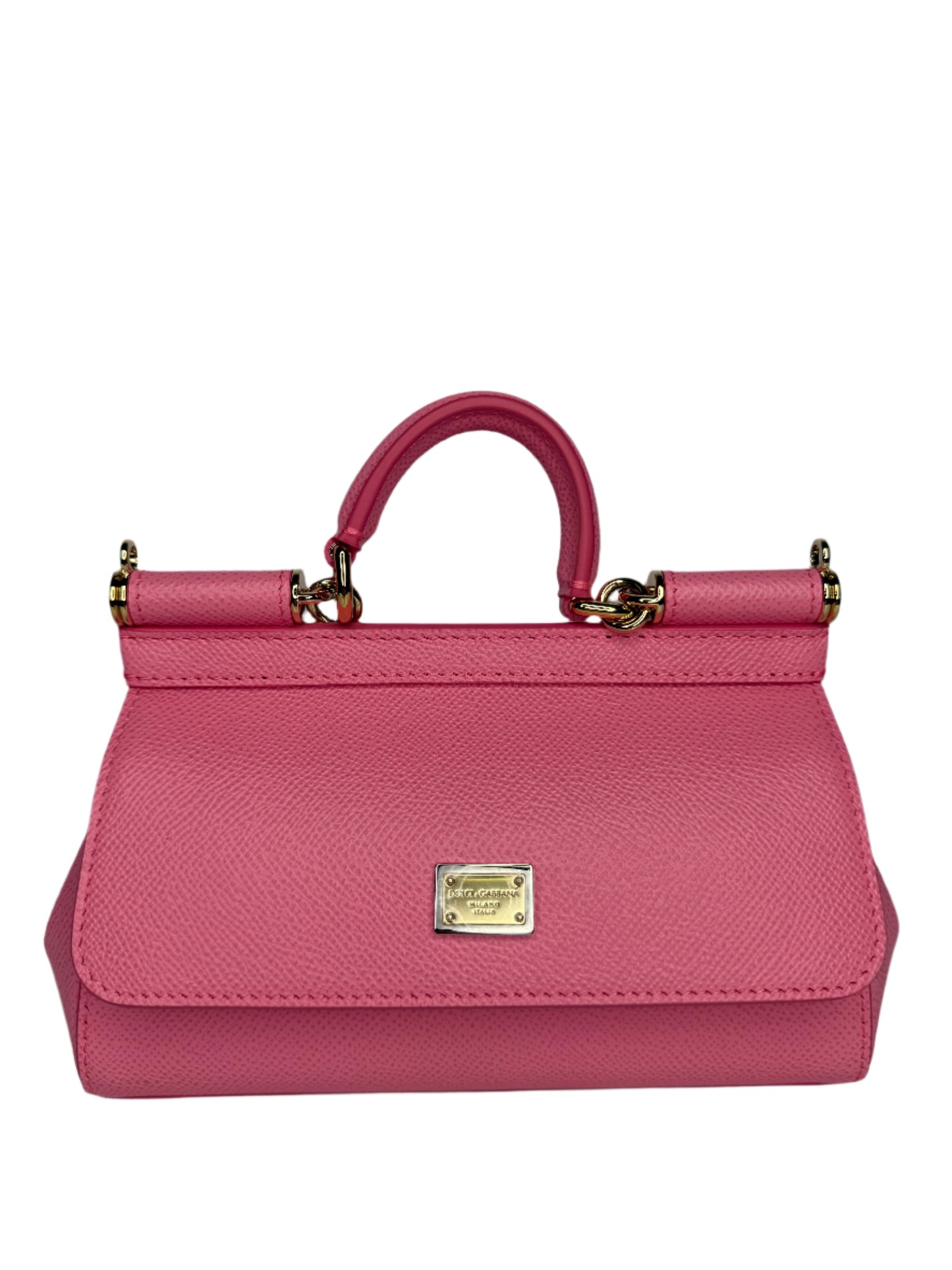 Dolce Gabbana Pink Dauphine Leather Small Sicily Crossbody Bag