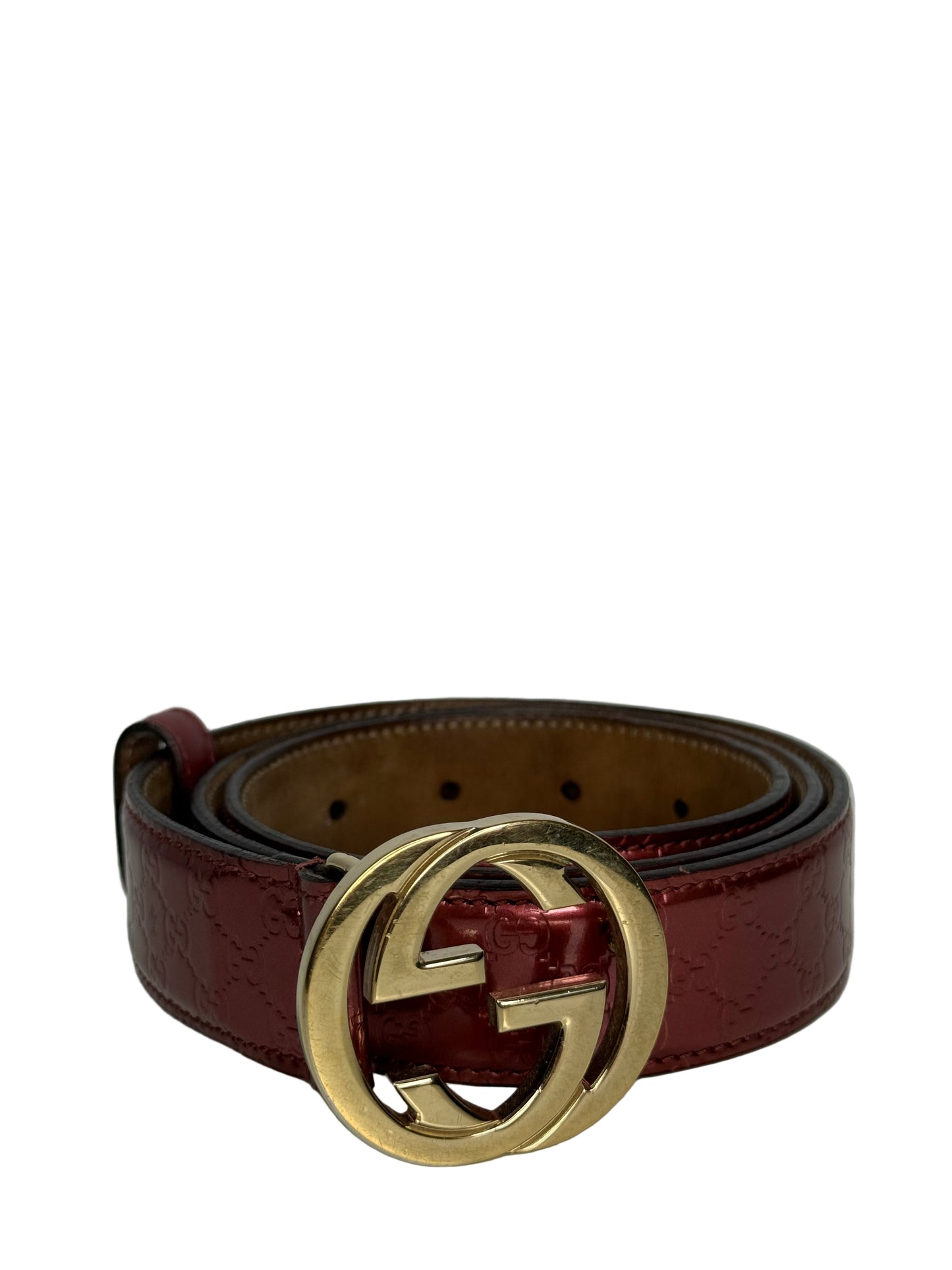 Gucci Guccissima Patent Leather Interlocking G Buckle Belt